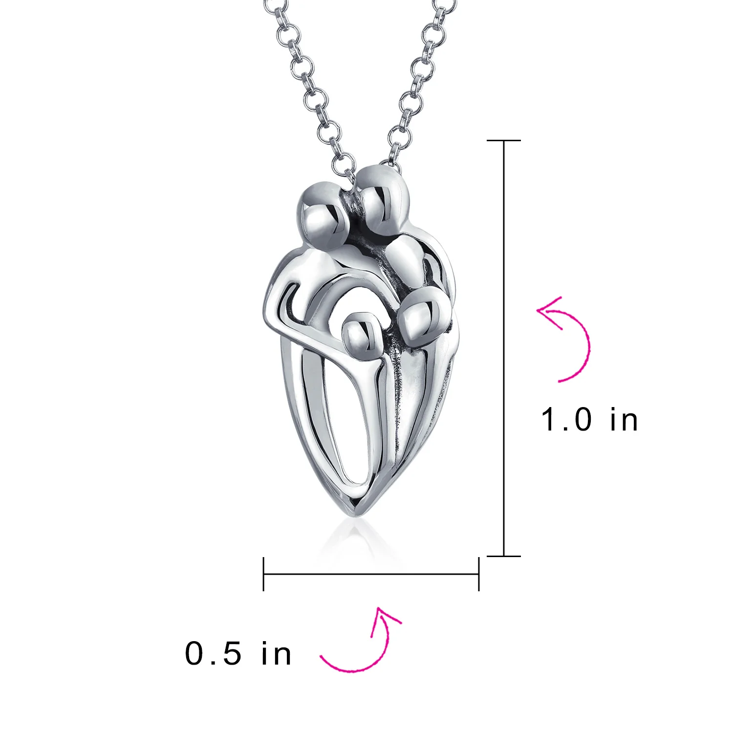 Mother Day Loving Family Father, Mother, Child Pendant Necklace .925 Sterling Silver - Image 2