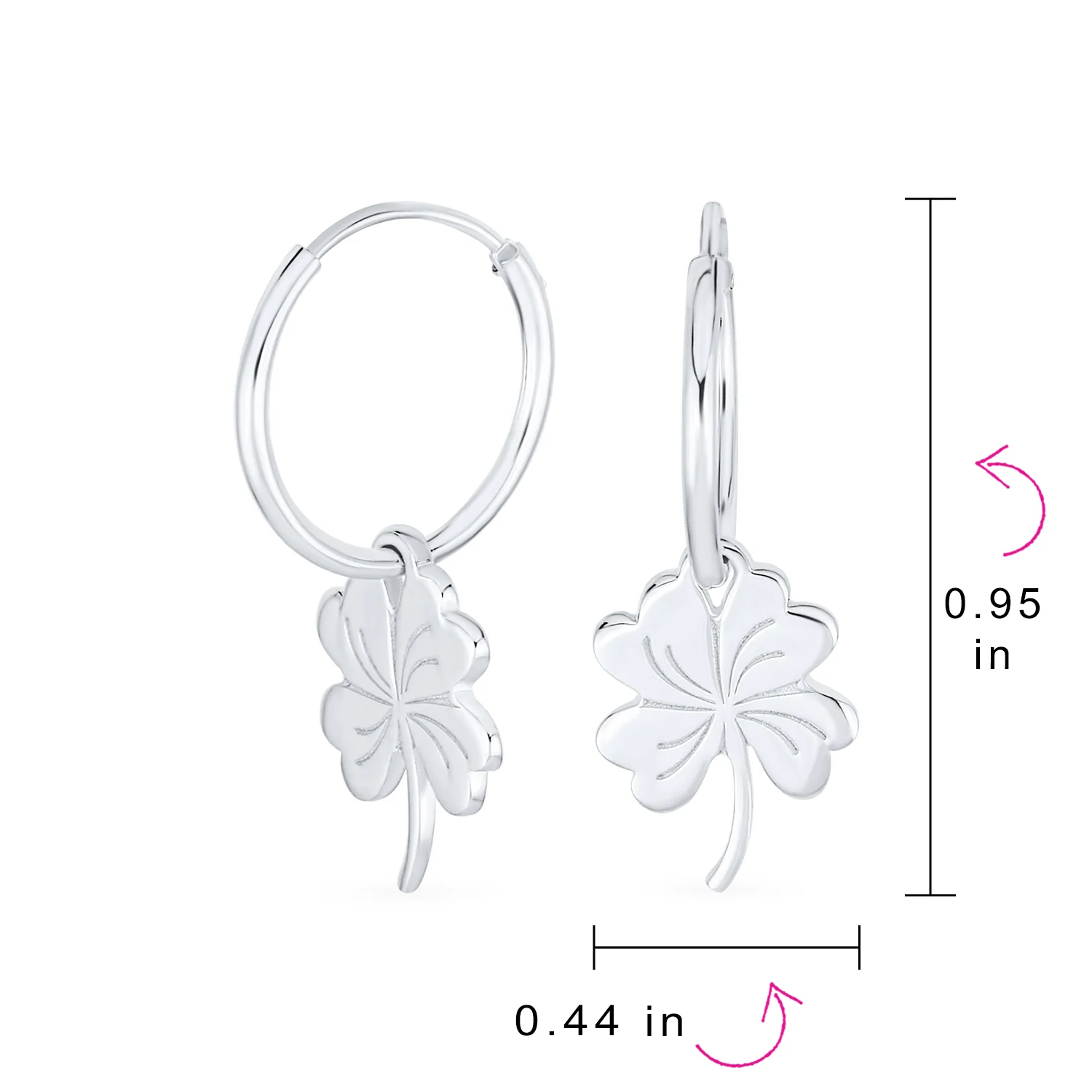 Luck of the Irish Shamrock Clover Mini Hoop Huggies Earrings in Sterling Silver - Image 4