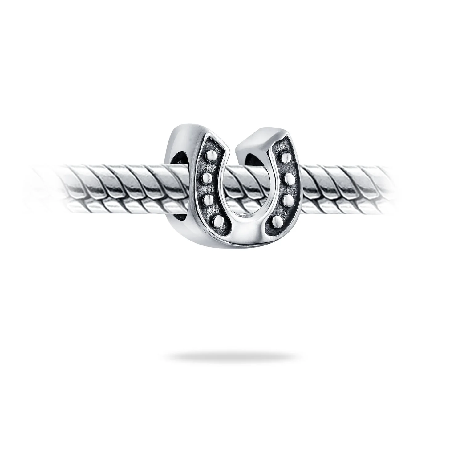 Set of 2 Lucky Horseshoe Charm Bead Sterling Silver for European Bracelet - Image 2