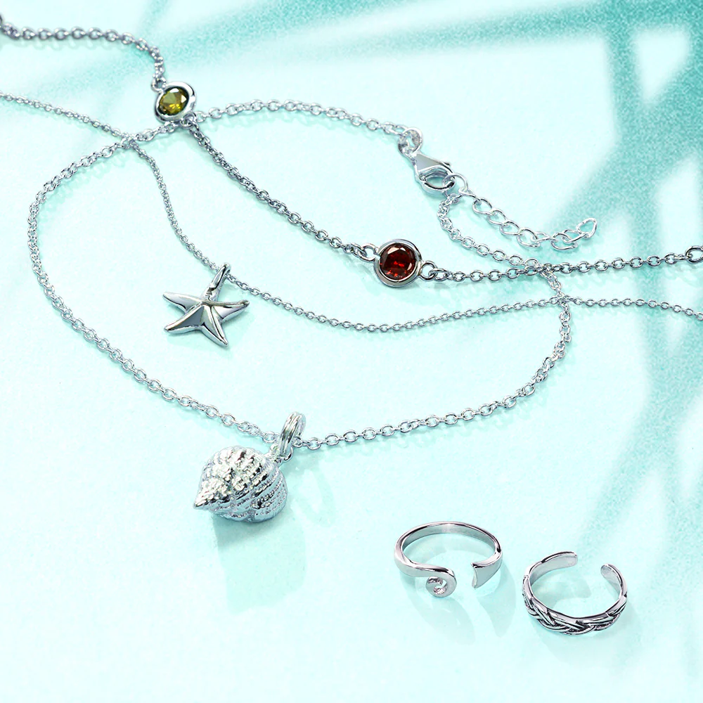 Marine Life Starfish Anklet Ankle Bracelet Sterling Silver 9-10 Inch - Image 4