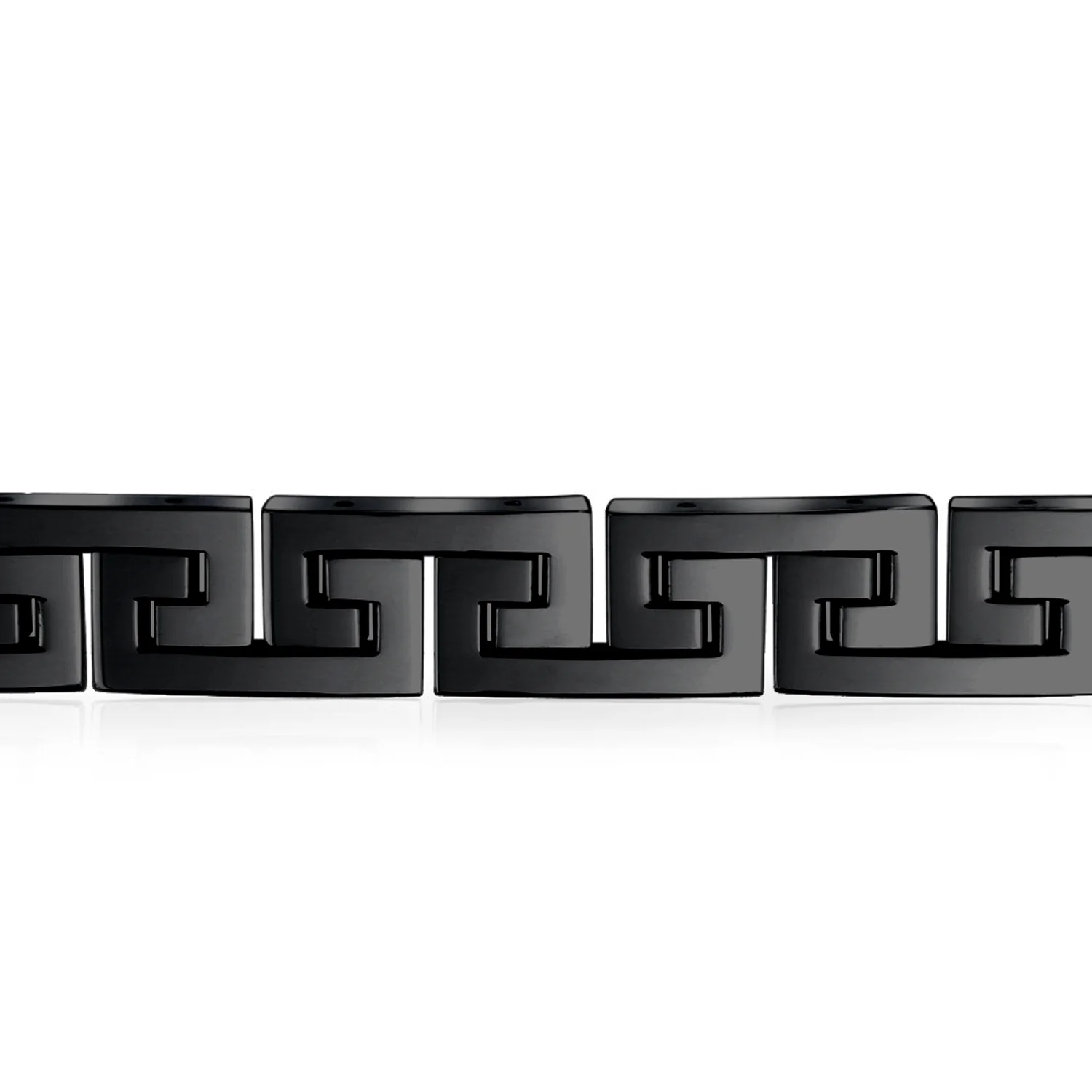 Stylish Geometric Infinity Key Link Bracelet Black IP Stainless Steel 12MM Width - Image 5