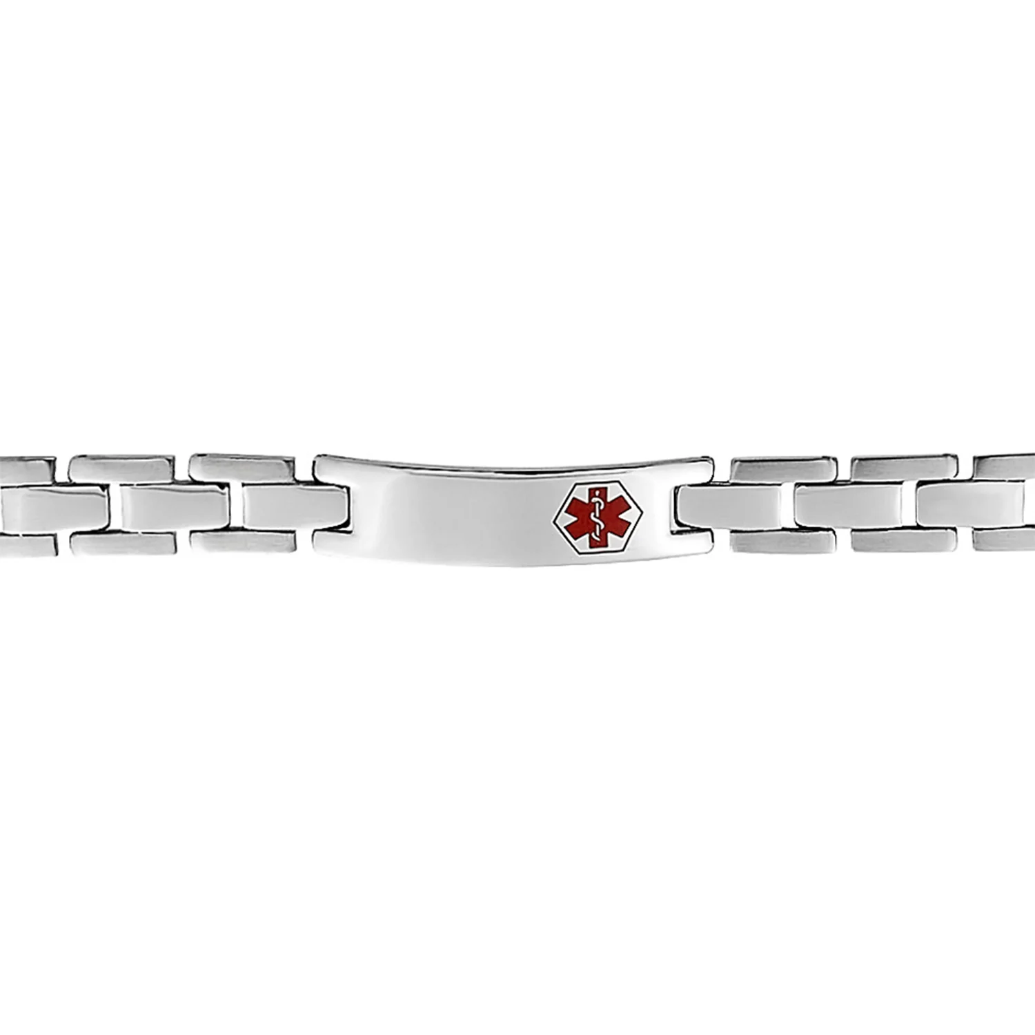 Medical ID Bracelet for Men - Stainless Steel U Link 8 Inch - Image 2