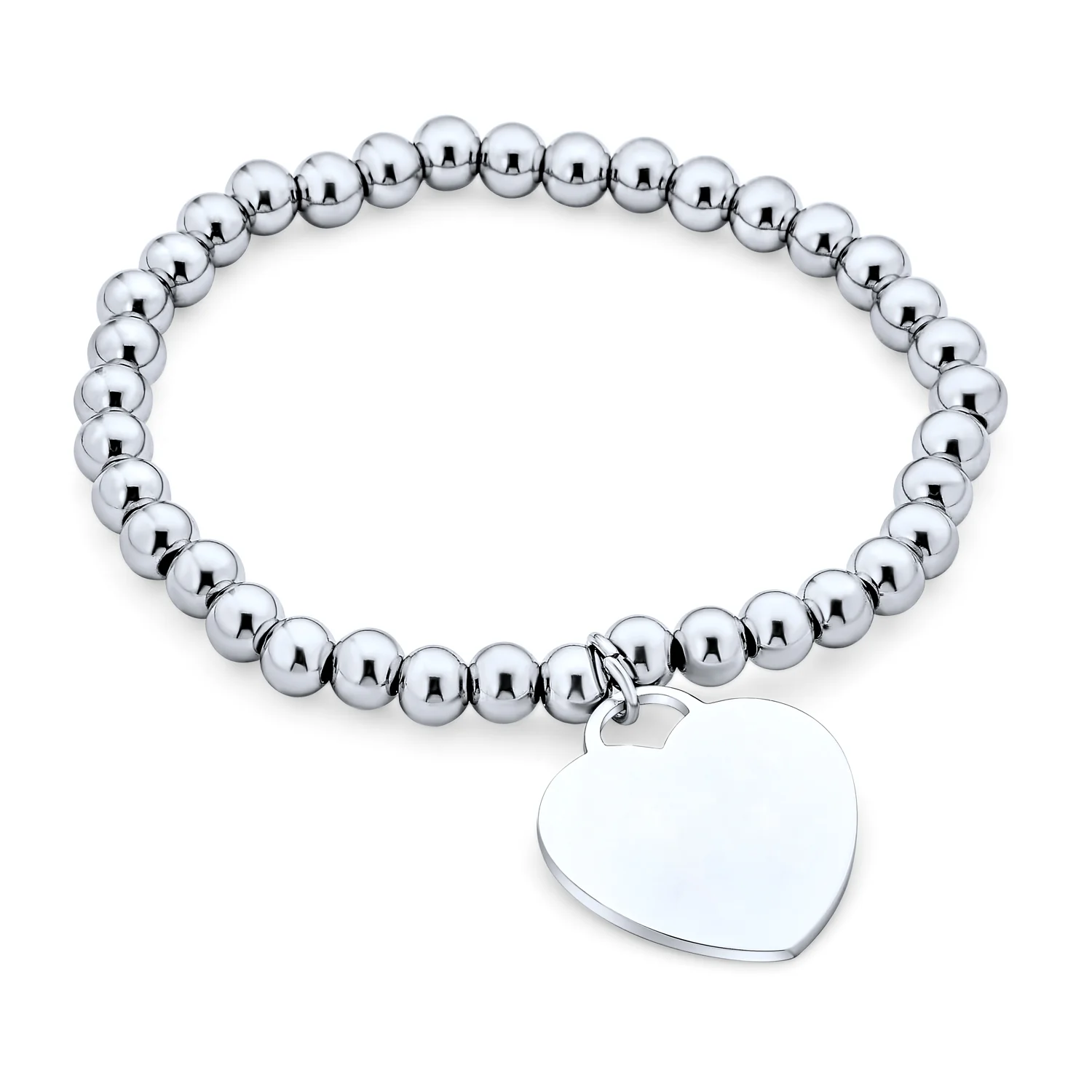 Medical ID Bracelet with Heart Charm and Stretchable Stainless Steel Tag - Image 11