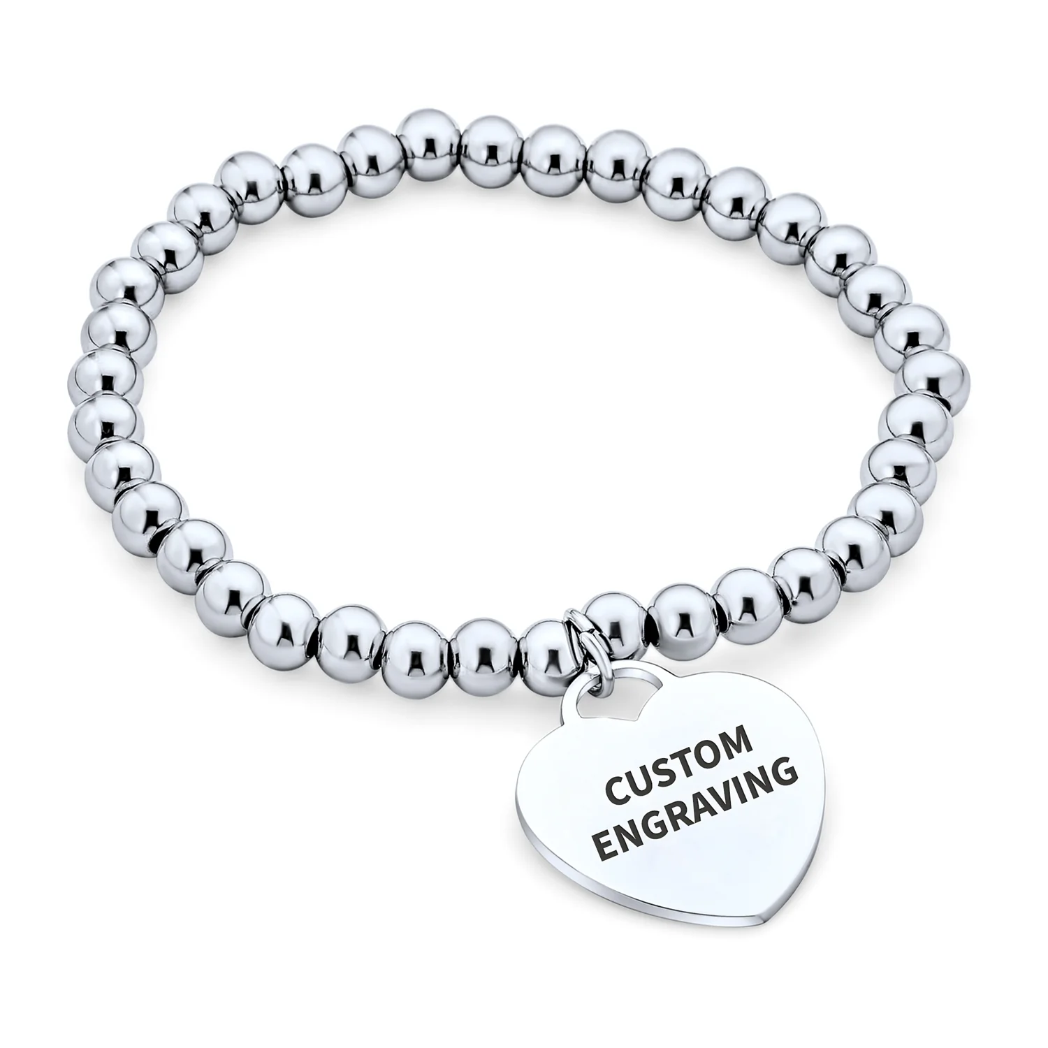 Medical ID Bracelet with Heart Charm and Stretchable Stainless Steel Tag - Image 41