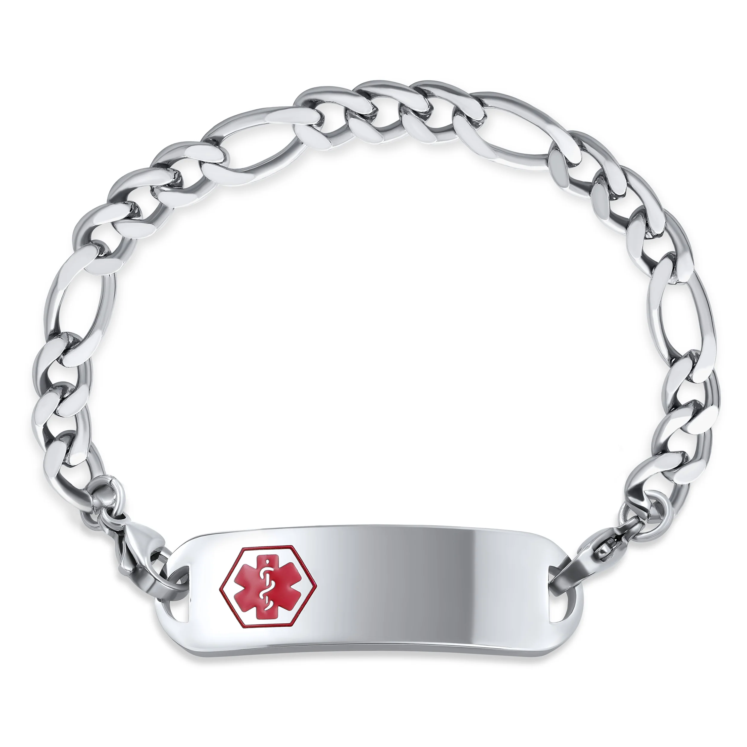 Medical ID Bracelet for Men Miami Cuban or Figaro Link Steel 8.5in - Image 12