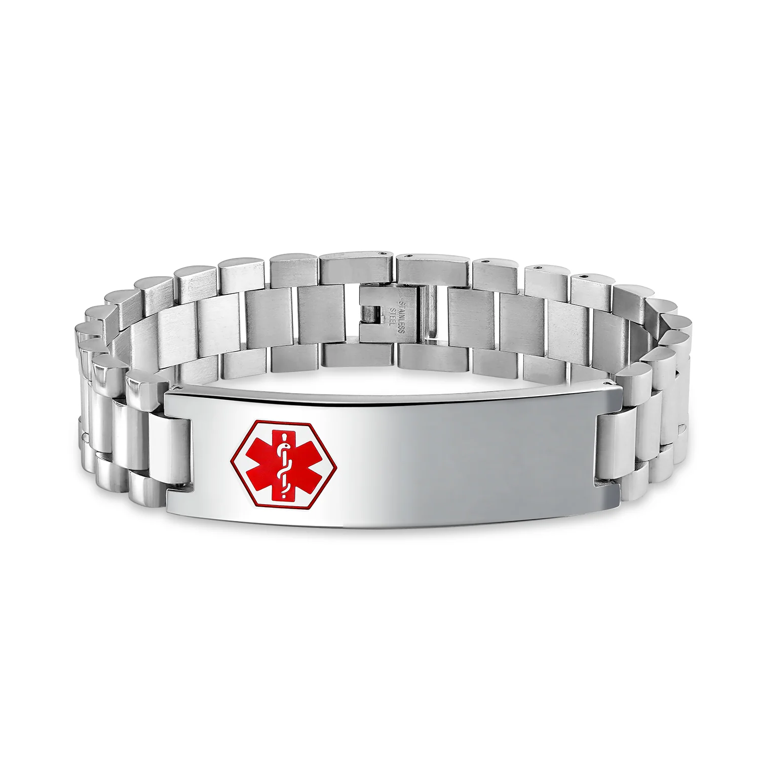 Blank Medical Identification Medical ID Band Link Bracelet Stainless Steel 8.5 Inch