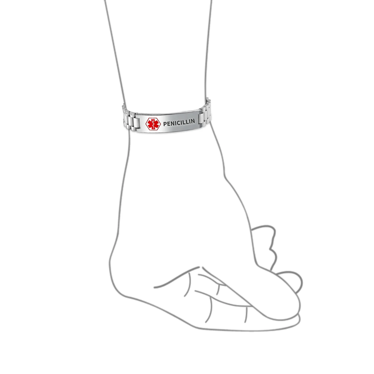 Blank Medical Identification Medical ID Band Link Bracelet Stainless Steel 8.5 Inch - Image 38