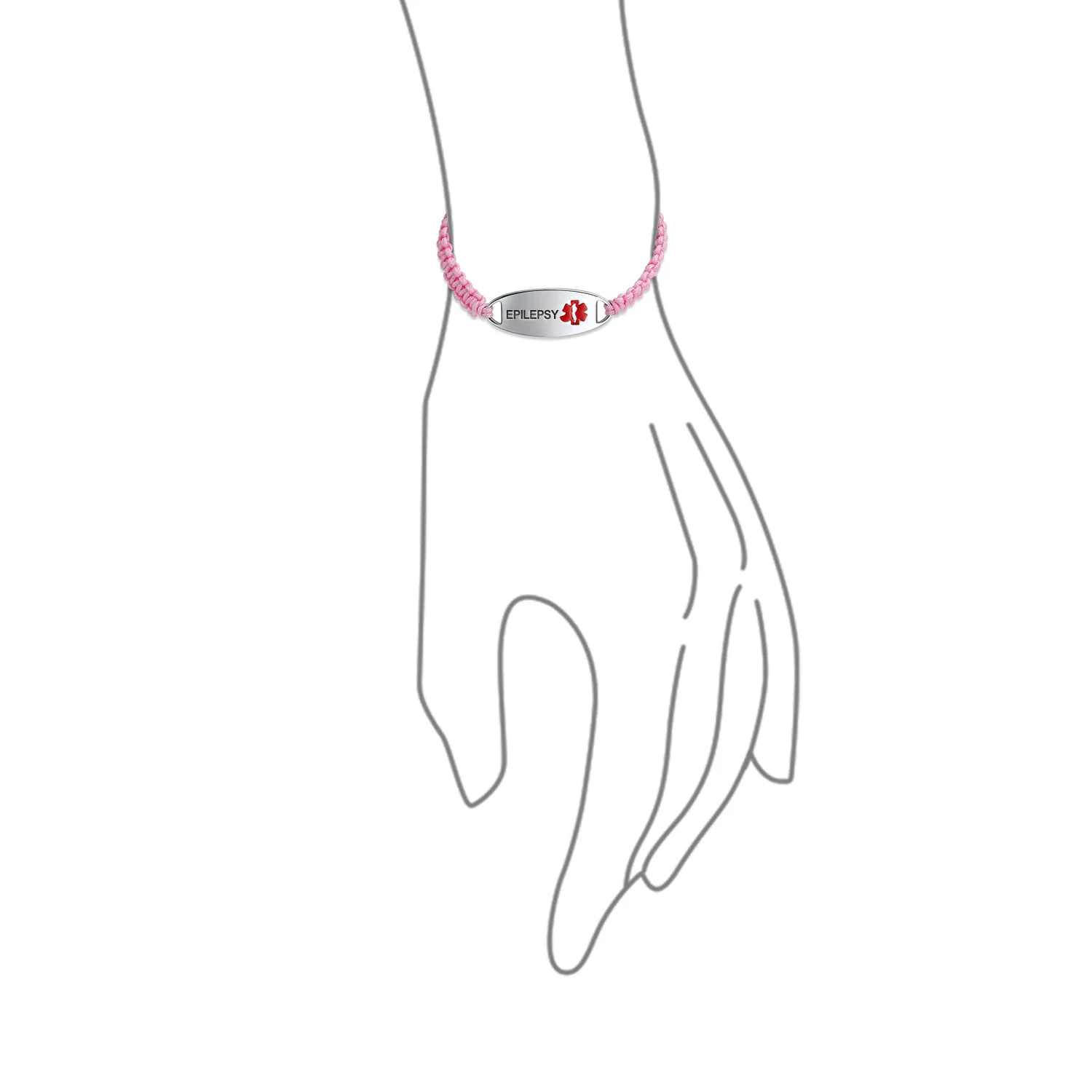 Medical ID Bracelet with Pink Braided Cord and Stainless Steel Clasp - Image 40