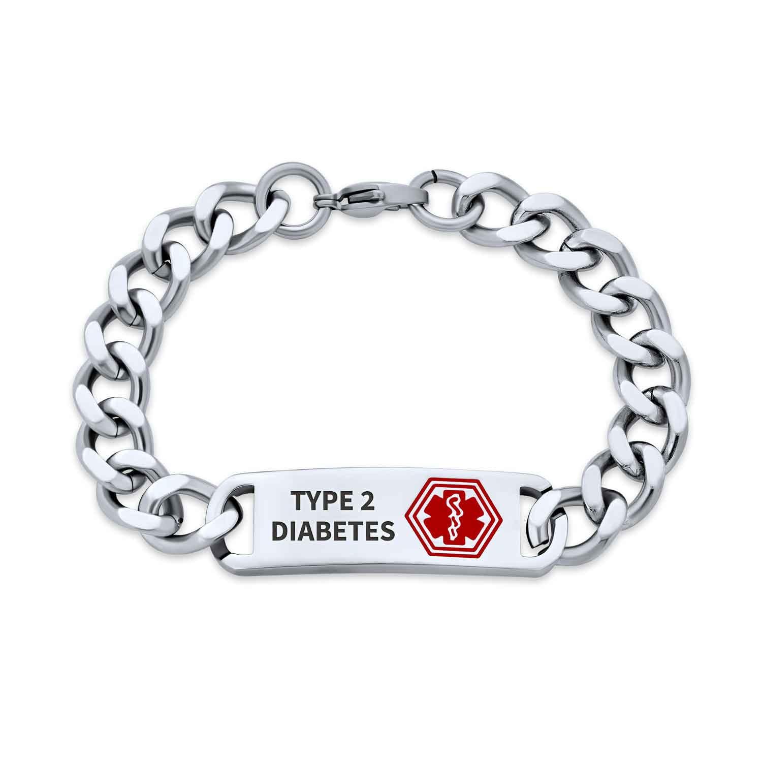 Medical Identification ID Bracelet Blank Miami Cuban Chain Stainless Steel 8 Inch - Image 15