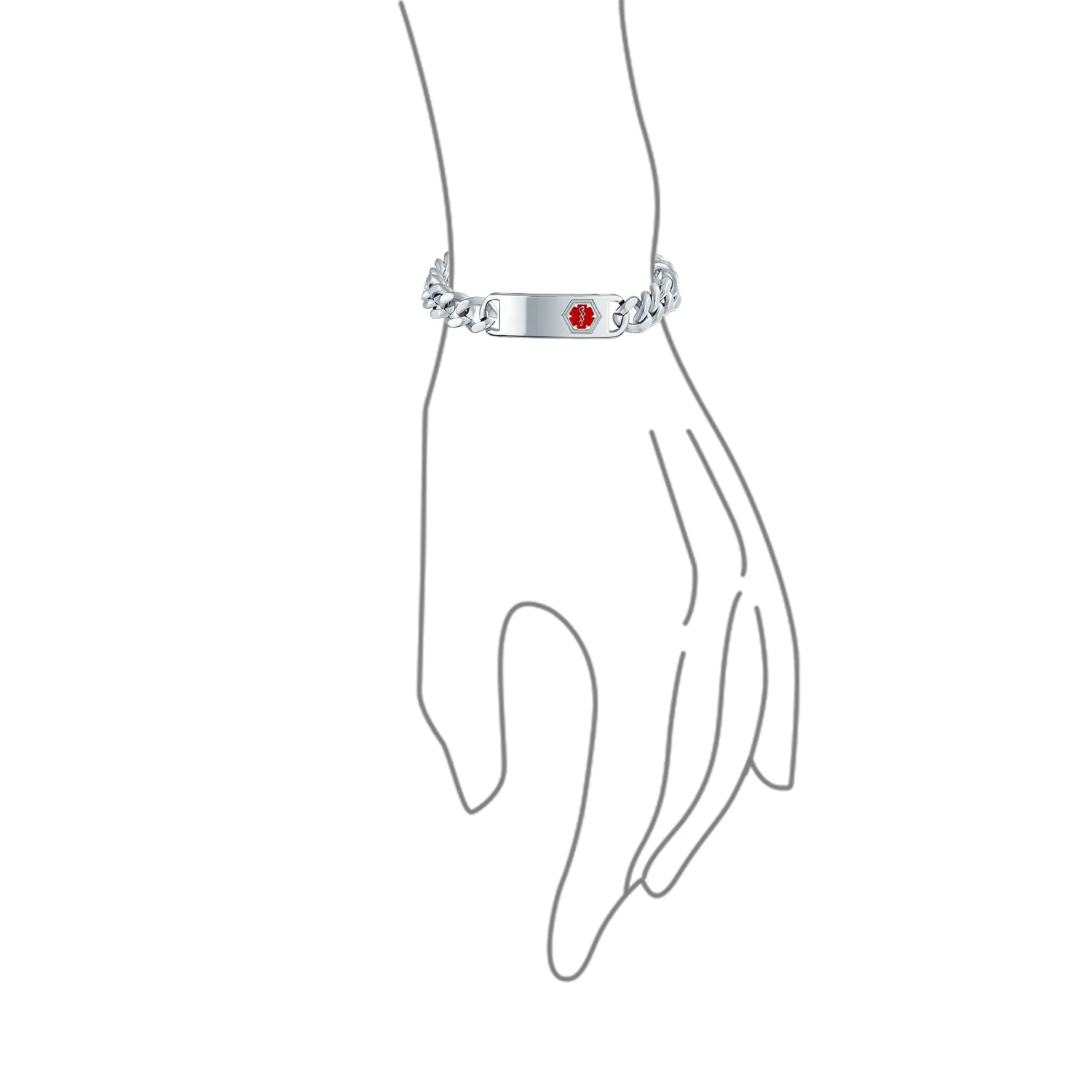Medical Identification ID Bracelet Blank Miami Cuban Chain Stainless Steel 8 Inch - Image 32