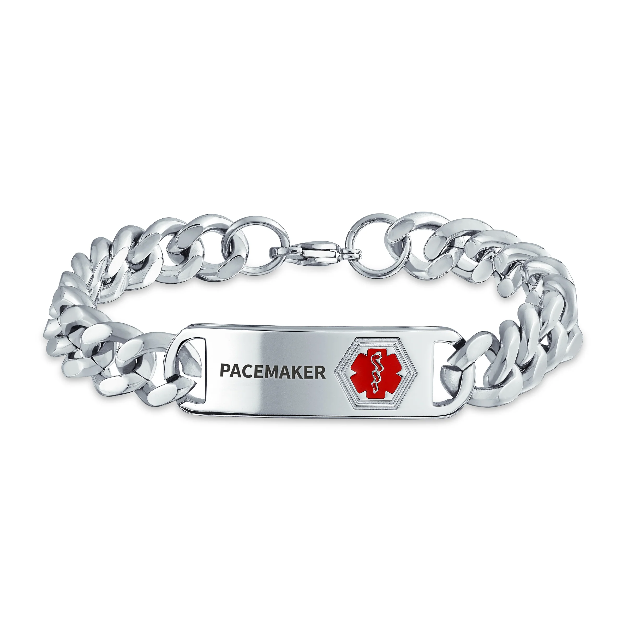 Medical Identification ID Bracelet Blank Miami Cuban Chain Stainless Steel 8 Inch - Image 8