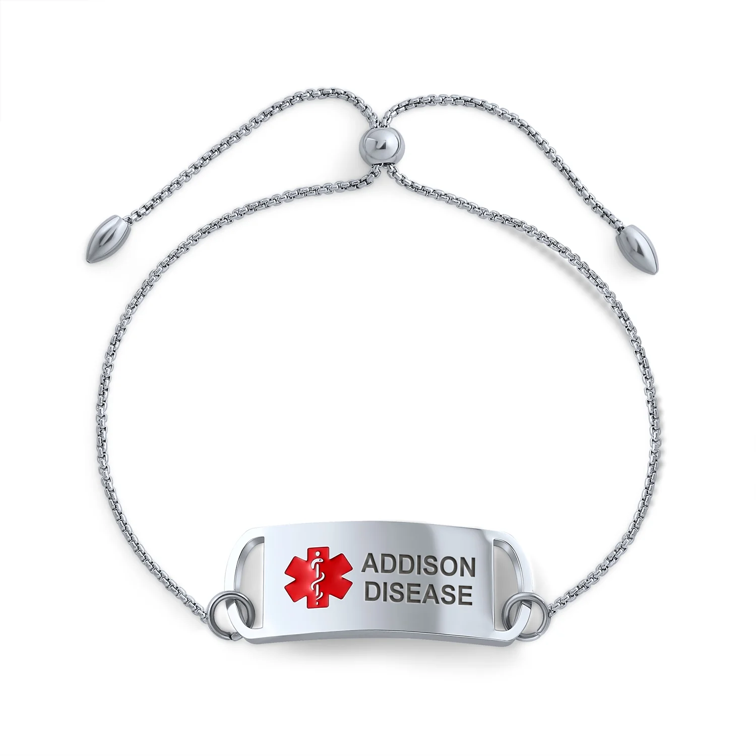 Blank Name Tag Medical ID Bolo Bracelet Box Link Chain Stainless Steel Adjustable