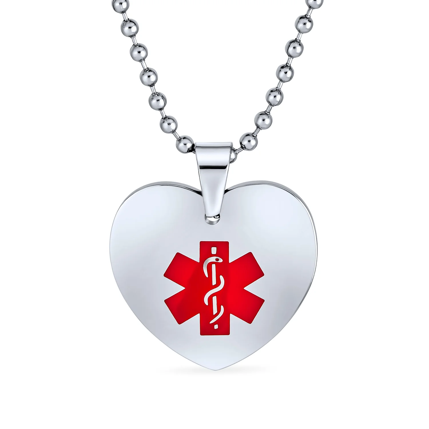 Blank Heart Shape Medical Identification ID Necklace Pendant Stainless Steel - Image 20