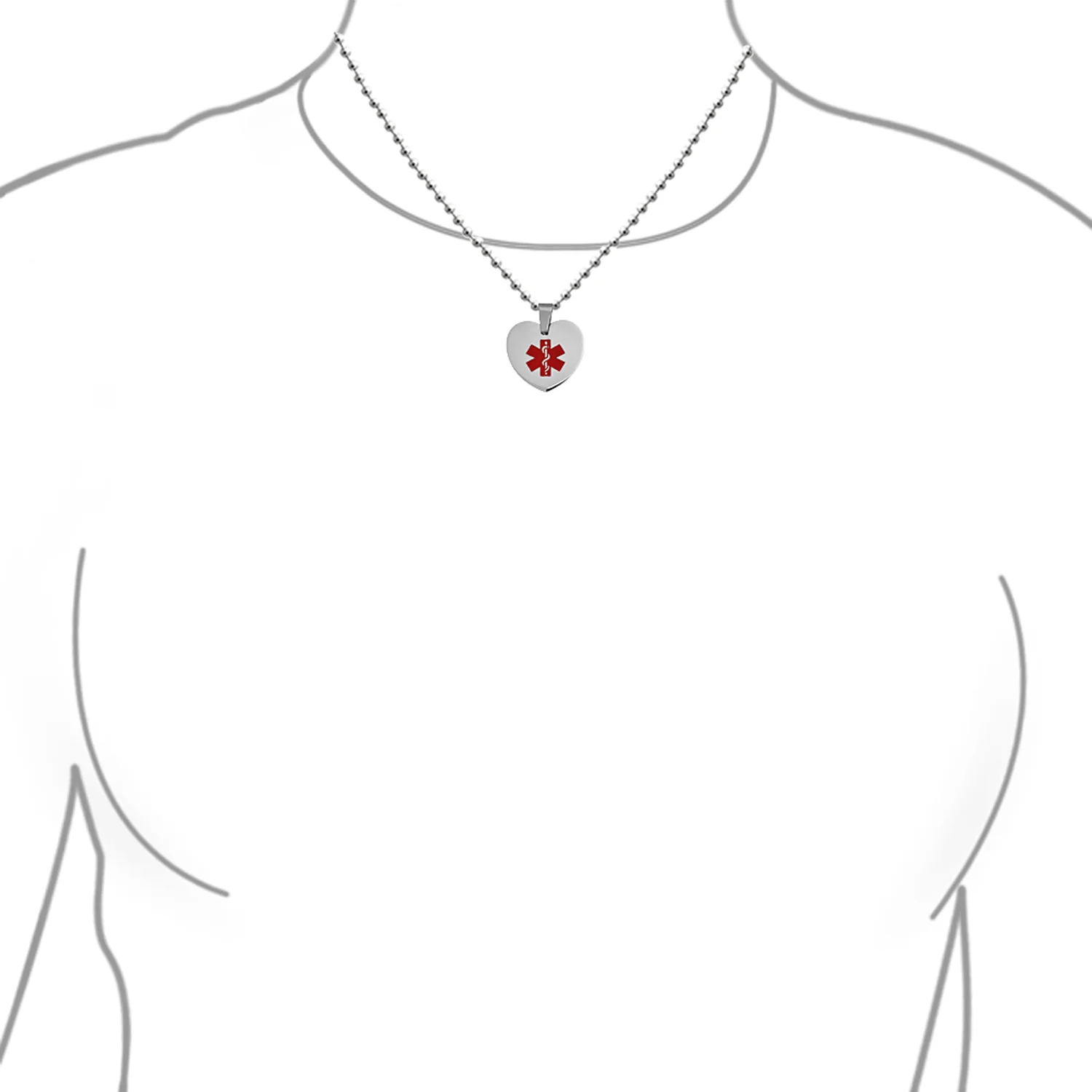 Blank Heart Shape Medical Identification ID Necklace Pendant Stainless Steel - Image 25