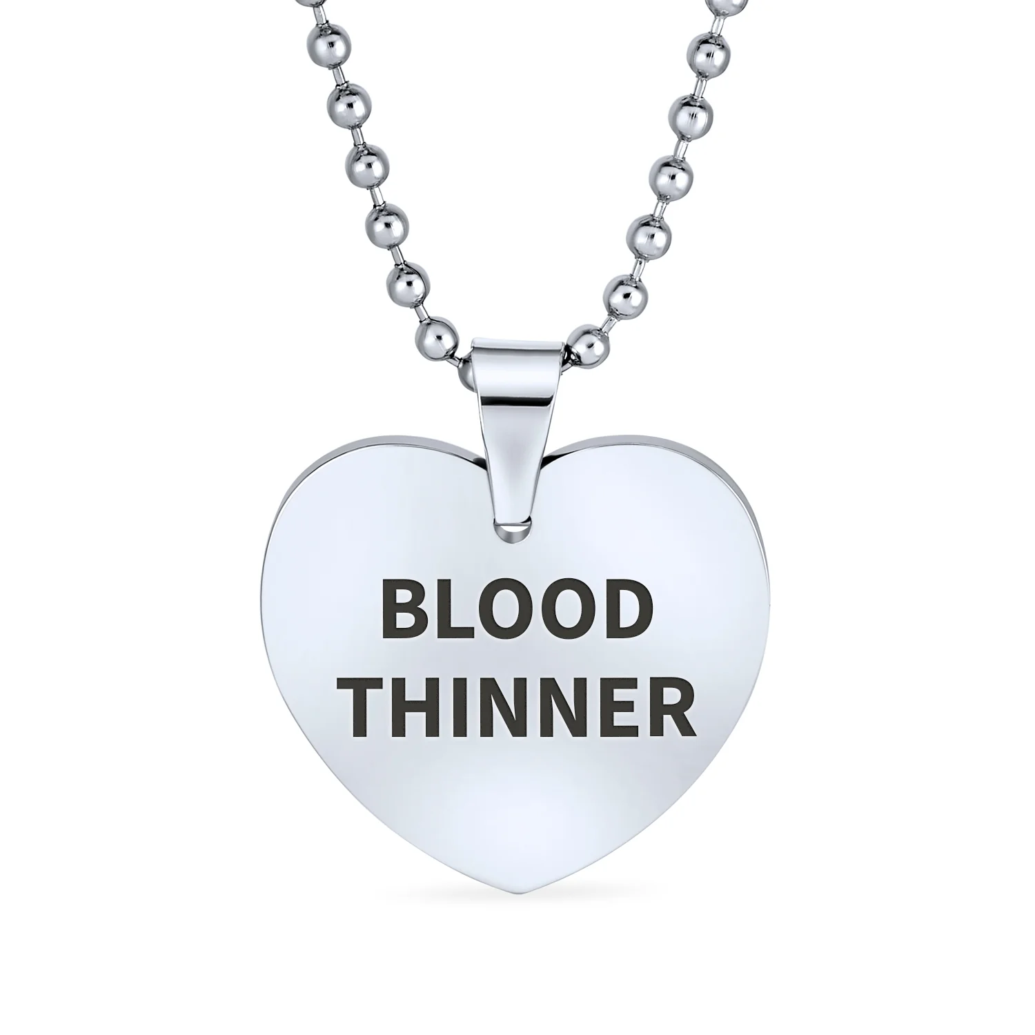 Blank Heart Shape Medical Identification ID Necklace Pendant Stainless Steel - Image 3