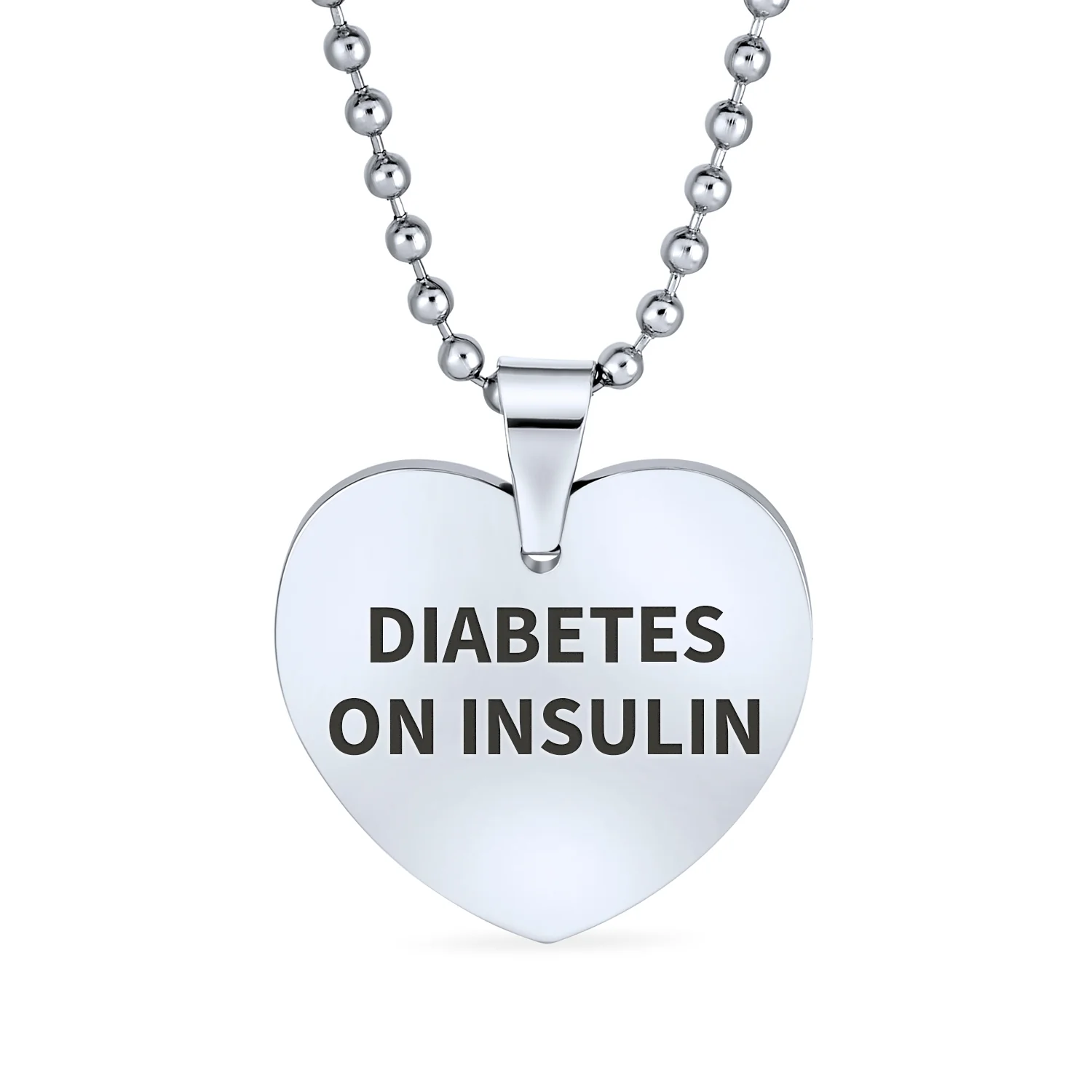 Blank Heart Shape Medical Identification ID Necklace Pendant Stainless Steel - Image 4