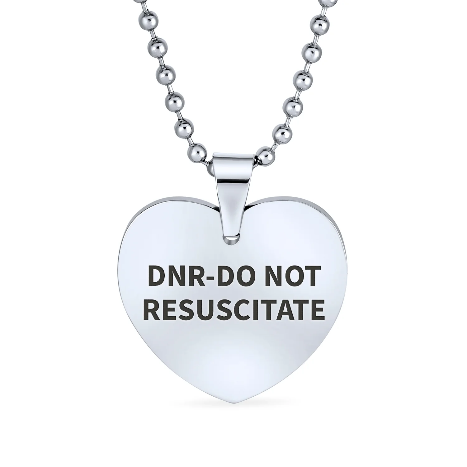 Blank Heart Shape Medical Identification ID Necklace Pendant Stainless Steel - Image 5