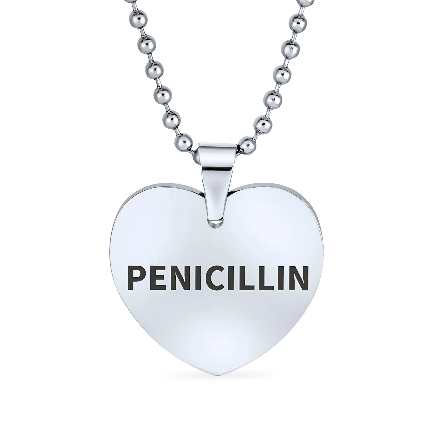 Blank Heart Shape Medical Identification ID Necklace Pendant Stainless Steel - Image 7