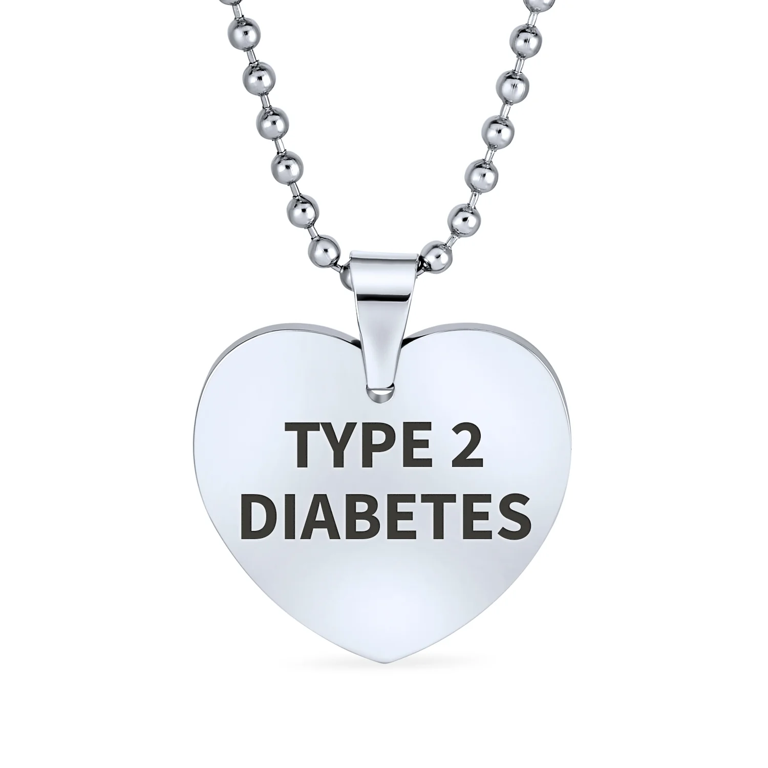 Blank Heart Shape Medical Identification ID Necklace Pendant Stainless Steel - Image 9