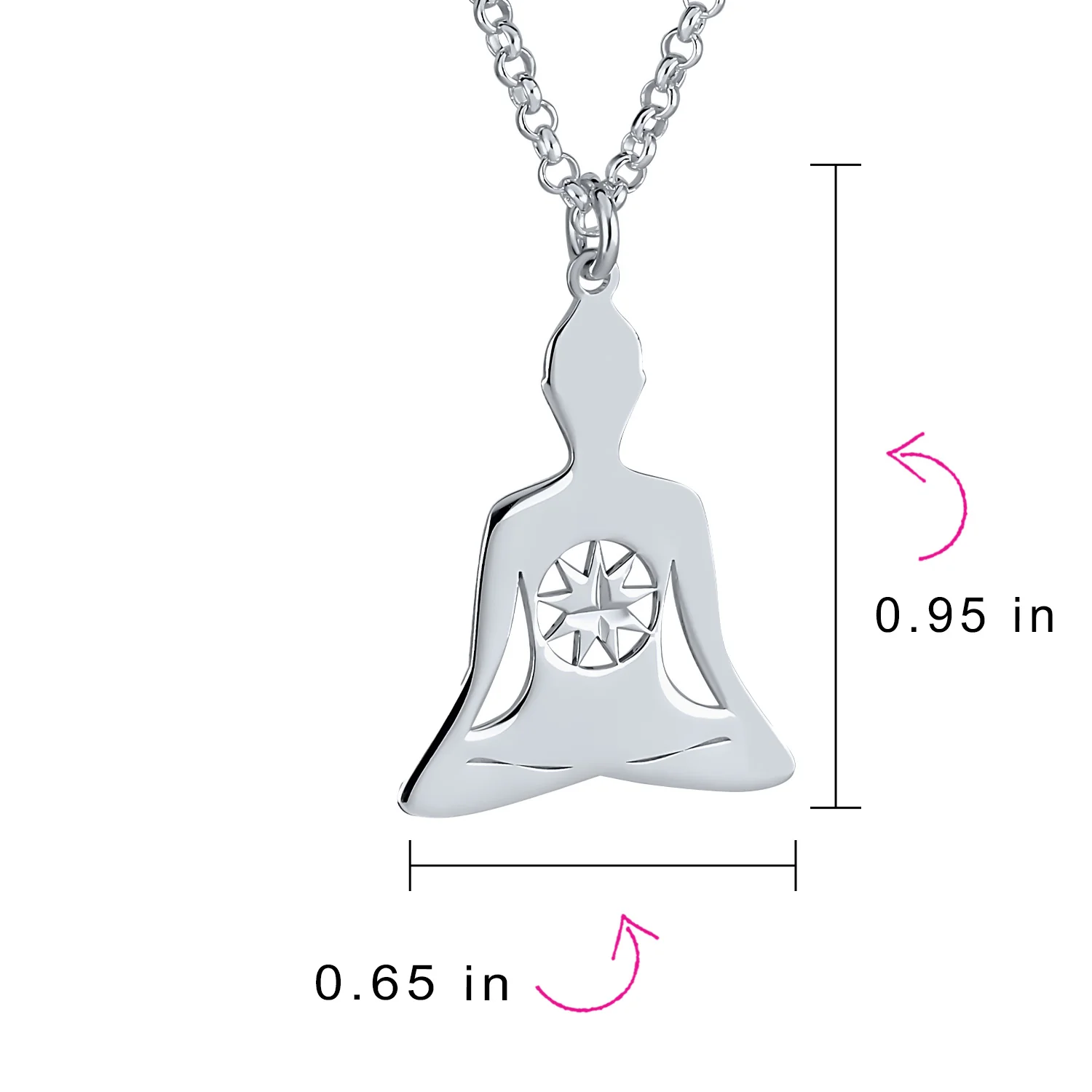Mediation Celestial Fairy Star Heptagram Buddha Pendant Necklace Sterling Silver - Image 3