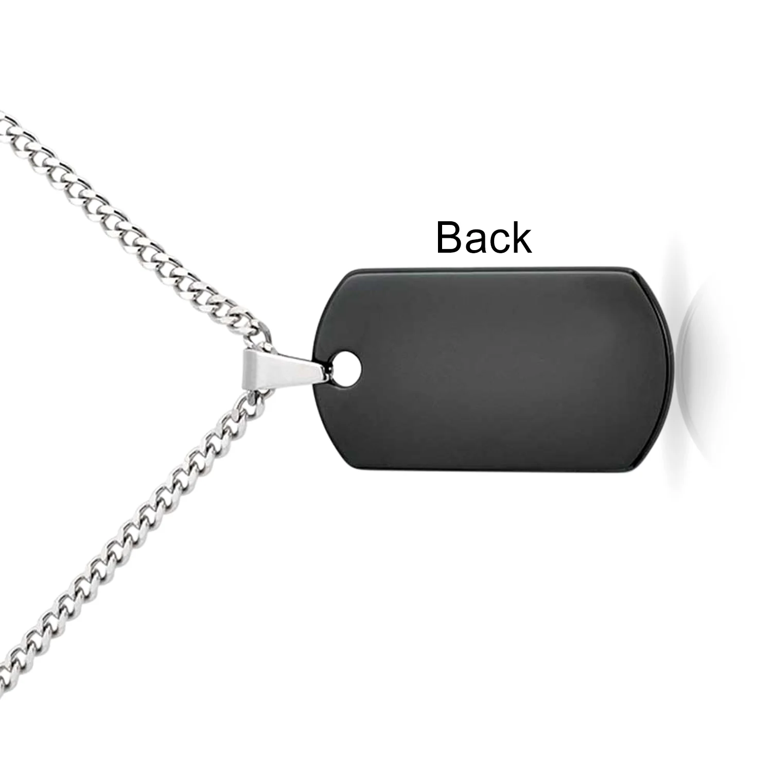 Medium Black Dog Tag Pendant Necklace for Men Stainless Steel 24" Chain - Image 10