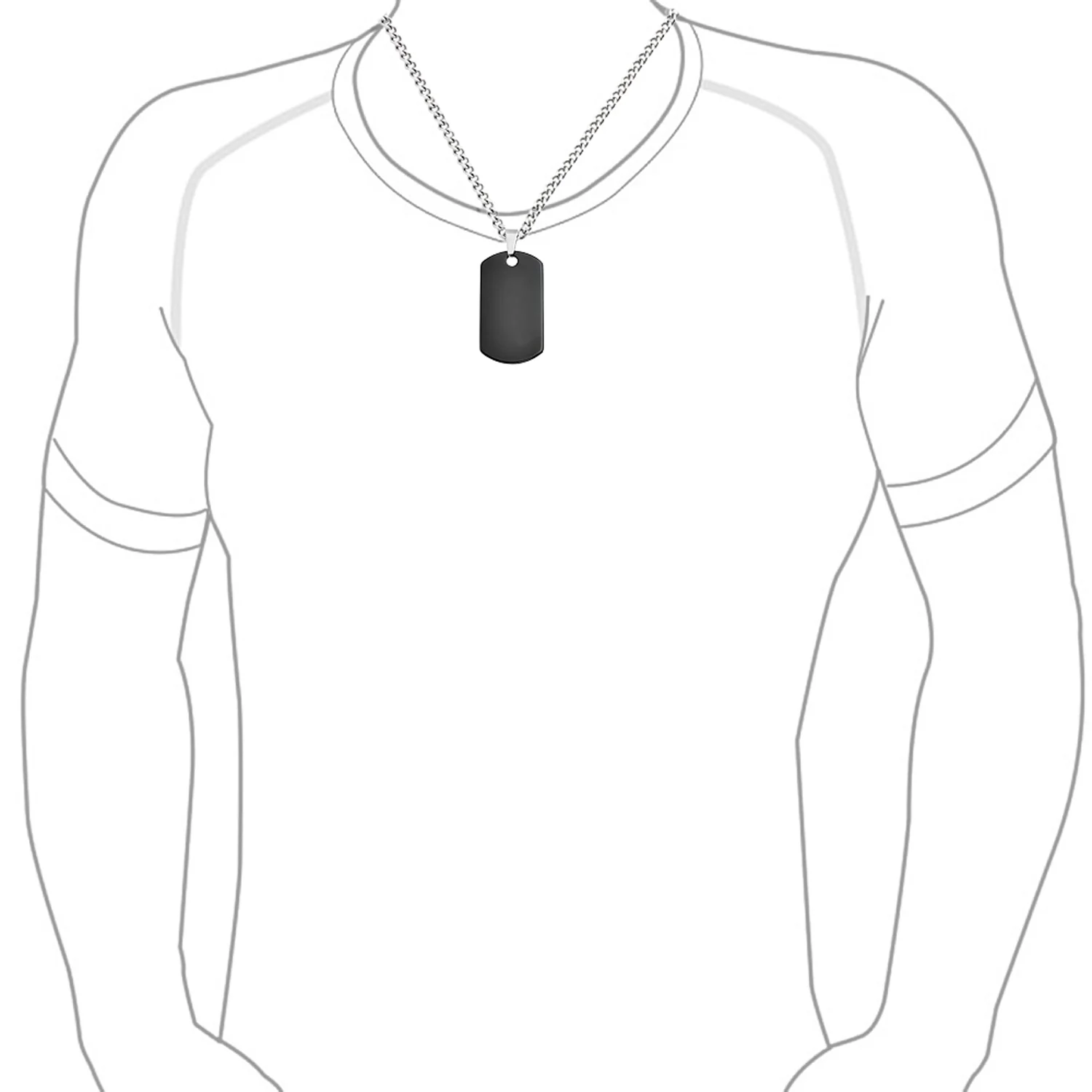 Medium Black Dog Tag Pendant Necklace for Men Stainless Steel 24" Chain - Image 3