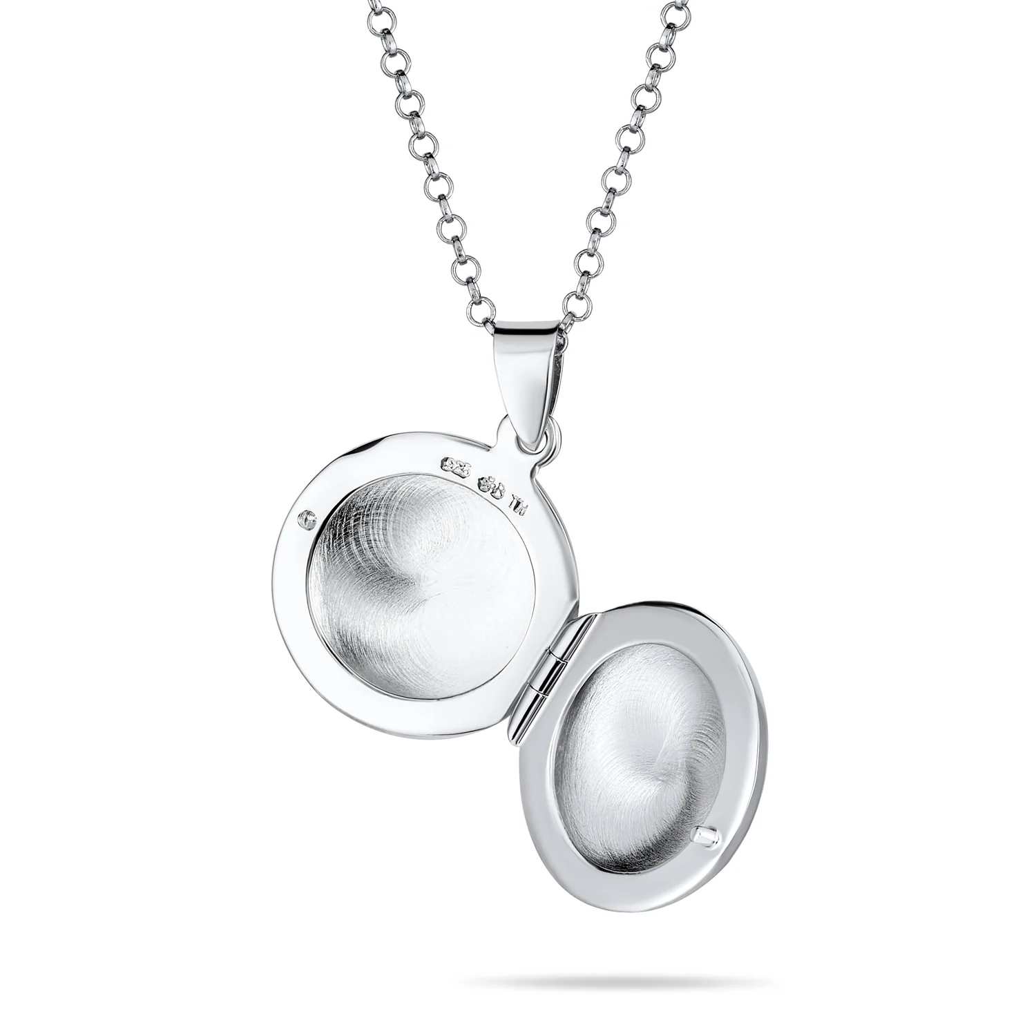 Simple Round Photo Locket Necklace Medium Dome Circle Holds Pictures .925 Sterling Silver - Image 2