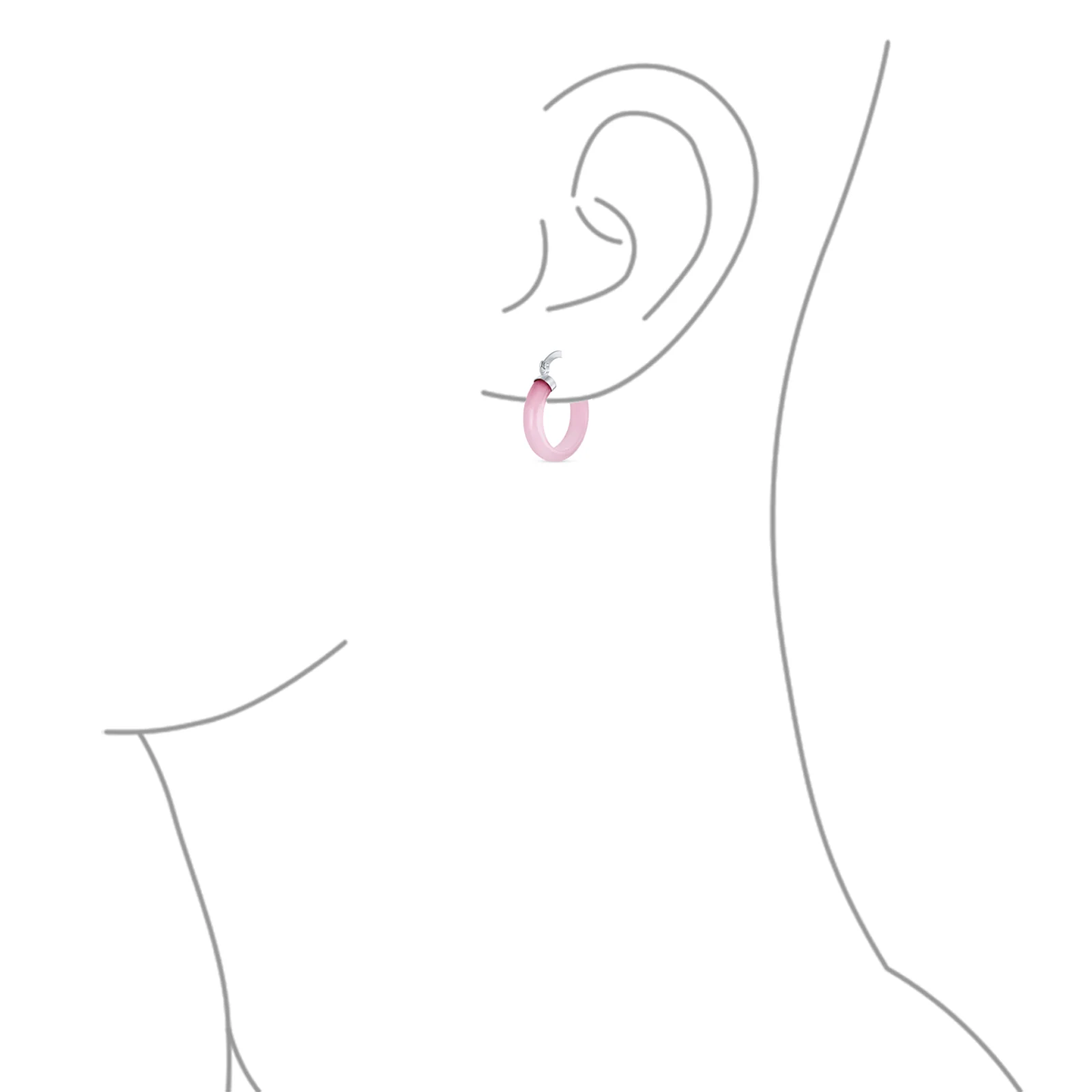 Classic Stone Red Coral Round Tube Hoop Earrings .925 Sterling Silver .75 Inch Diameter - Image 15