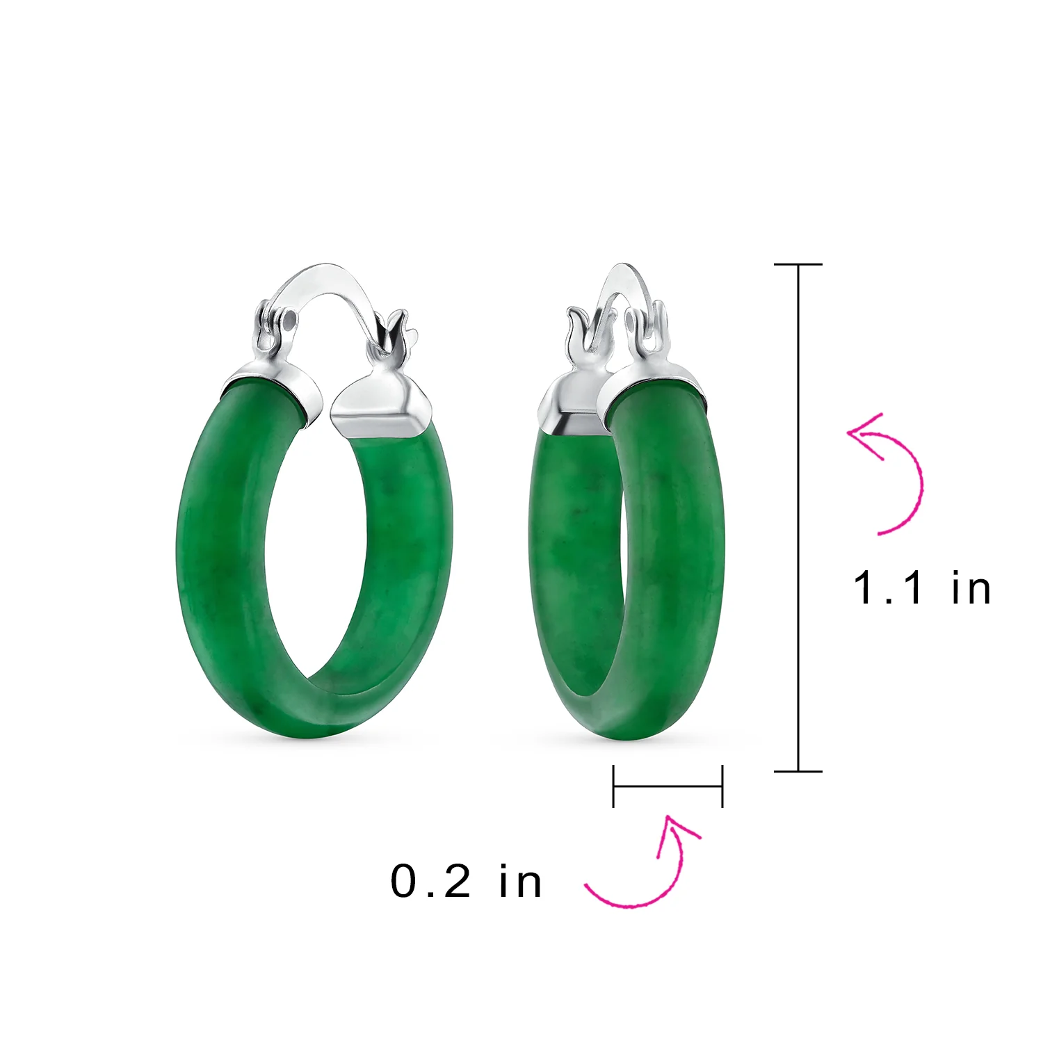 Classic Stone Red Coral Round Tube Hoop Earrings .925 Sterling Silver .75 Inch Diameter - Image 16