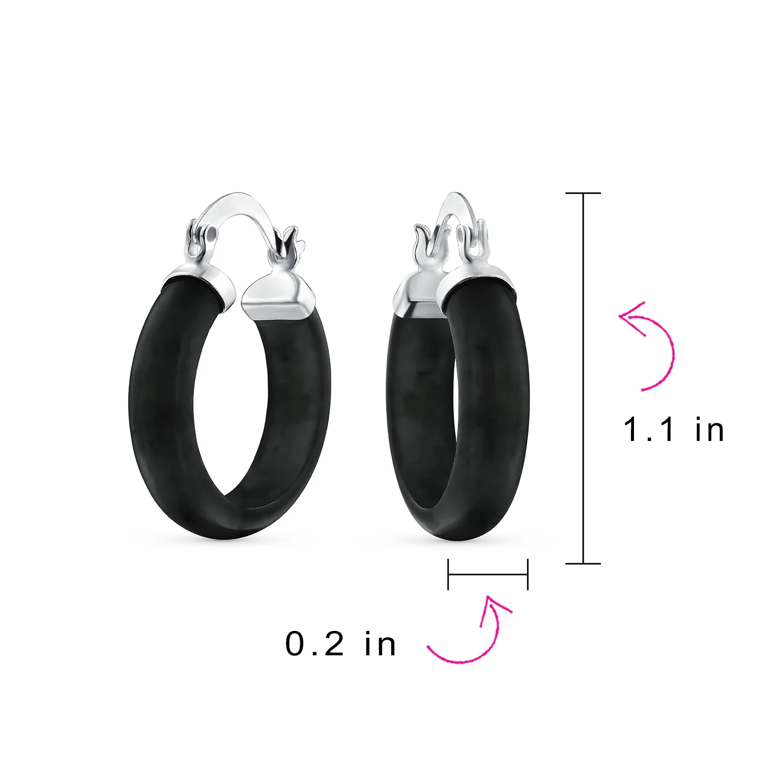 Classic Stone Red Coral Round Tube Hoop Earrings .925 Sterling Silver .75 Inch Diameter - Image 17