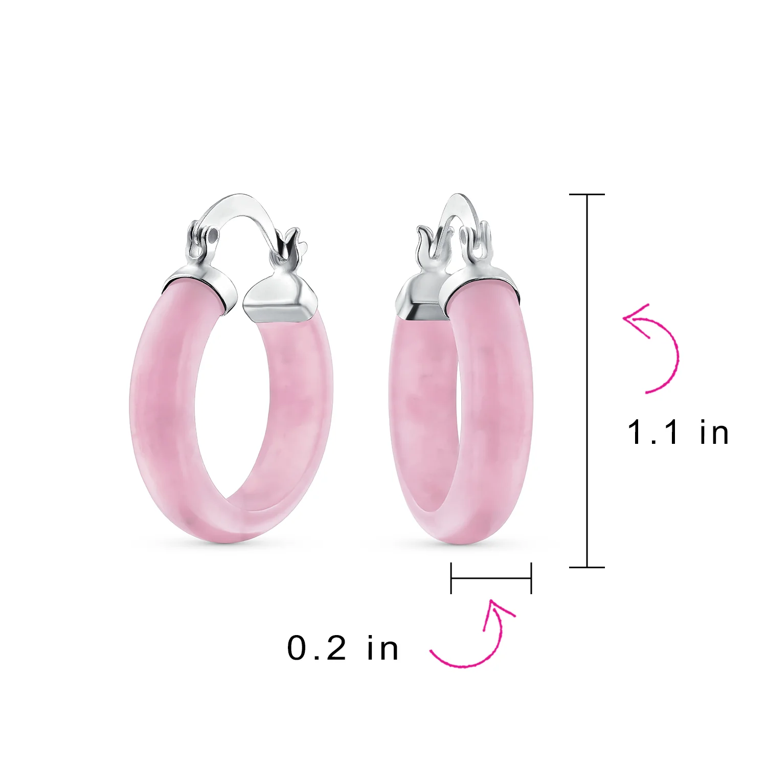 Classic Stone Red Coral Round Tube Hoop Earrings .925 Sterling Silver .75 Inch Diameter - Image 20