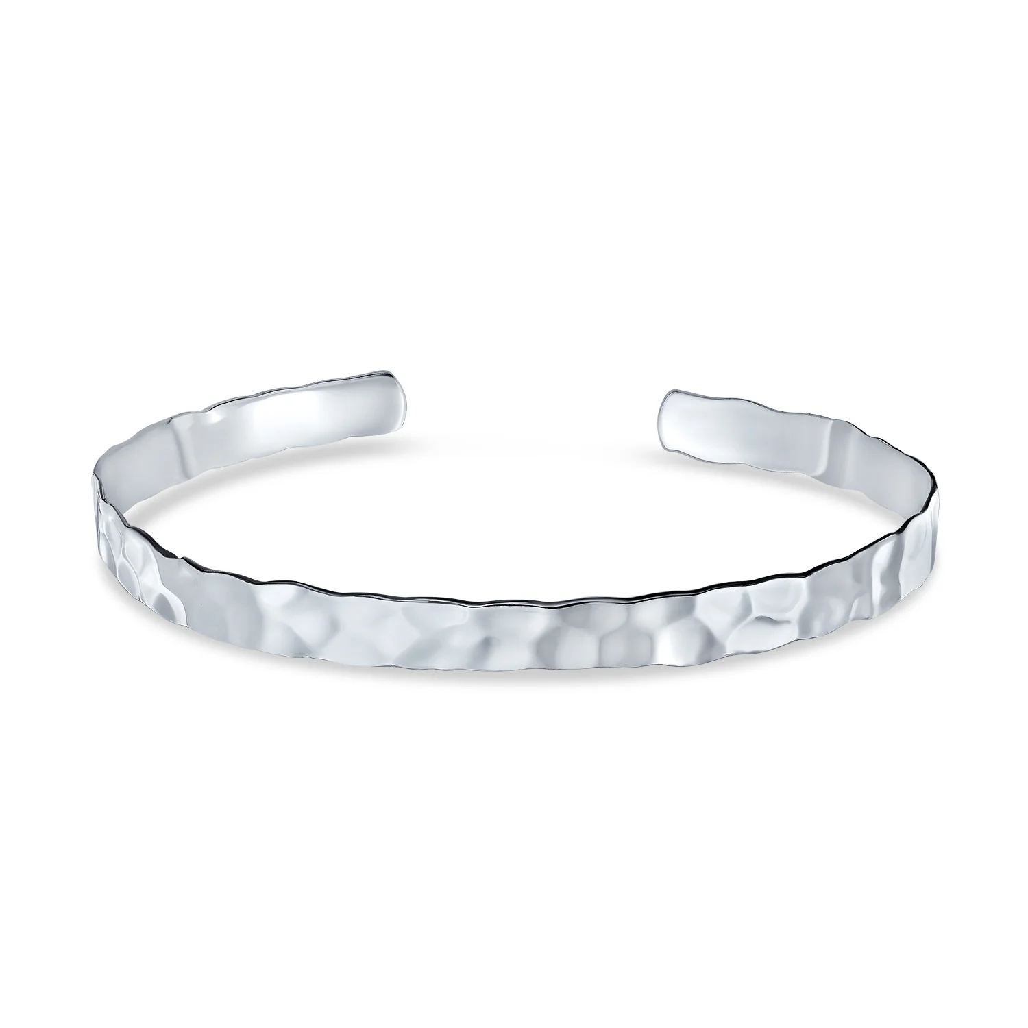 Medium Textured Honeycomb Stackable Hammered Cuff Bracelet Matte Sterling Silver