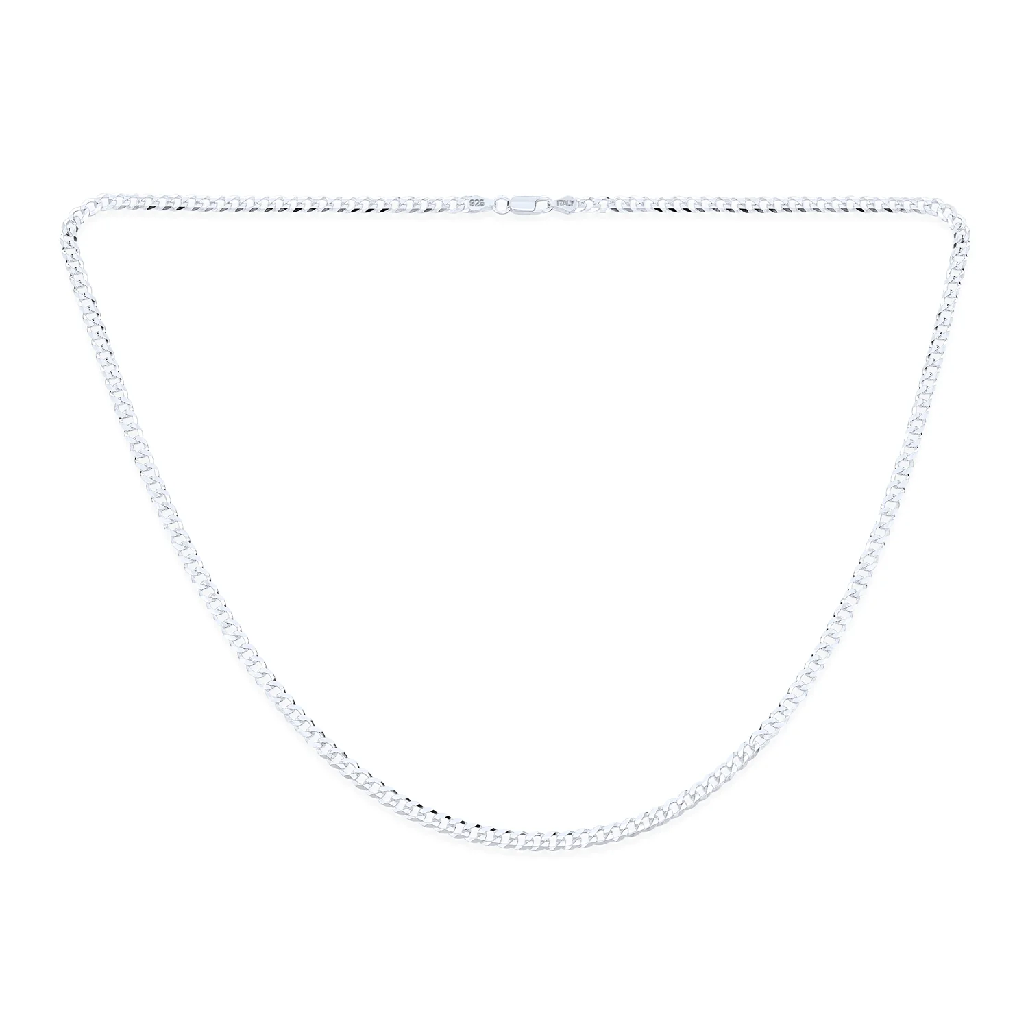 Men's 4MM Diamond Cut Sterling Silver Cuban Chain Necklace - Image 2