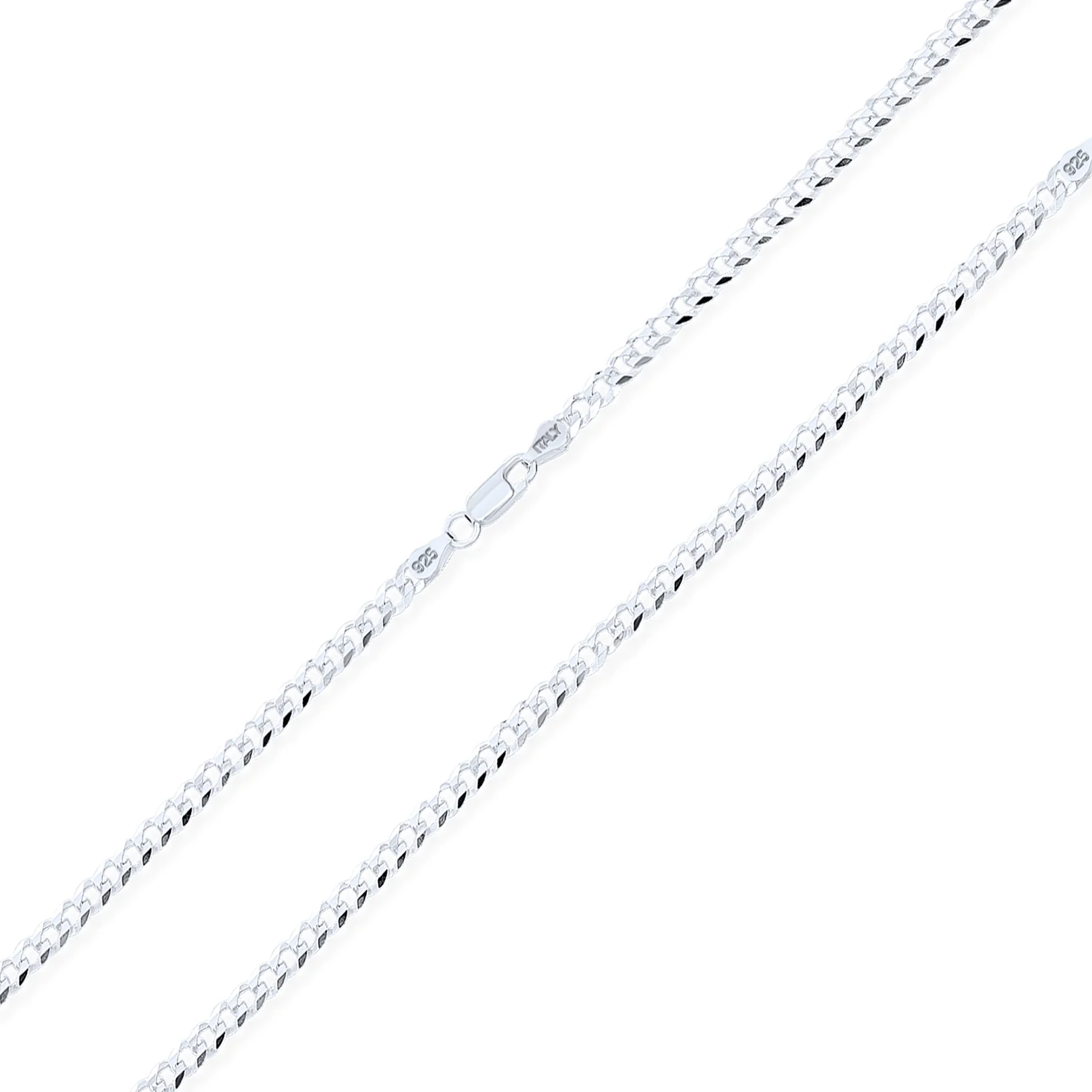 Men's 4MM Diamond Cut Sterling Silver Cuban Chain Necklace - Image 3
