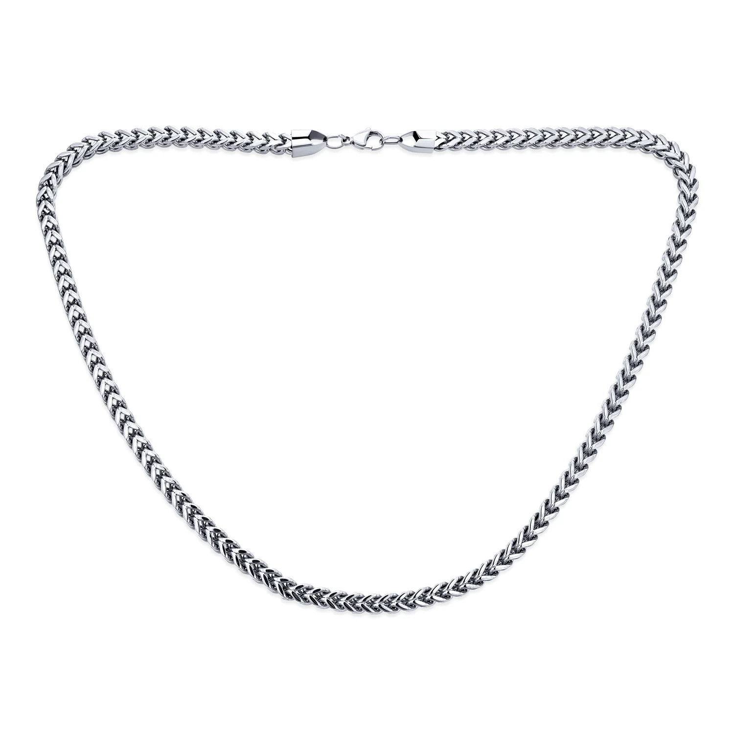 Flat Square Wheat Link Foxtail Chain Necklace Gold Plated Steel 6MM 20 Inch - Image 3