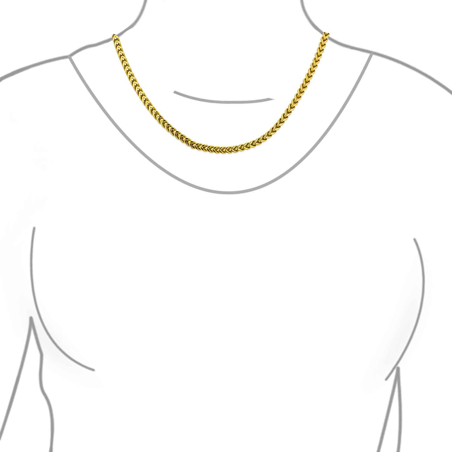 Flat Square Wheat Link Foxtail Chain Necklace Gold Plated Steel 6MM 20 Inch - Image 8