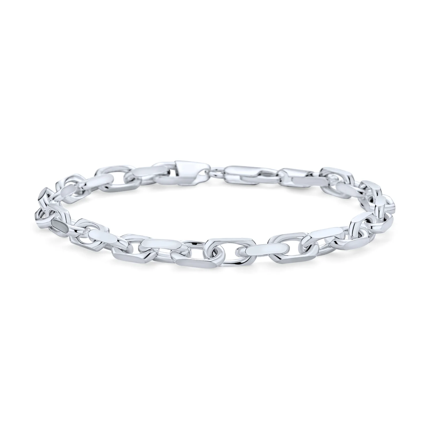 Solid Heavy .925 Sterling Silver Forzata Nautical Anchor Chain Link Bracelet 8.5" - Image 2