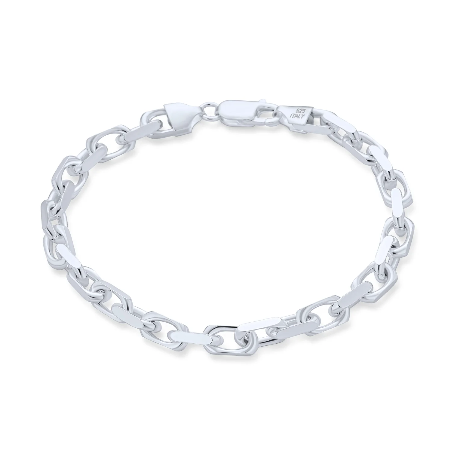 Solid Heavy .925 Sterling Silver Forzata Nautical Anchor Chain Link Bracelet 8.5" - Image 4