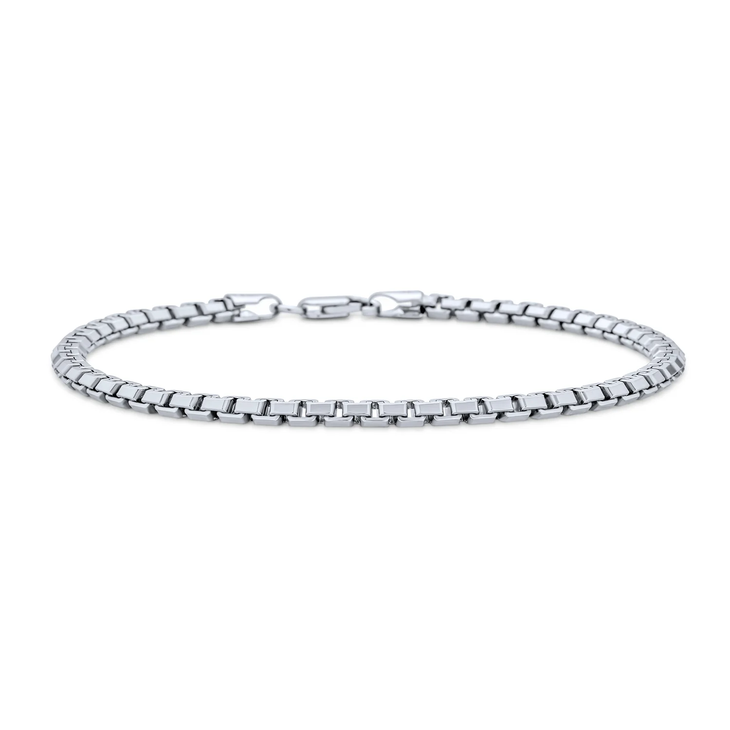 Strong Franco Square Link Chain Bracelet 220 Gauge Sterling Silver 8.5 Inch - Image 2