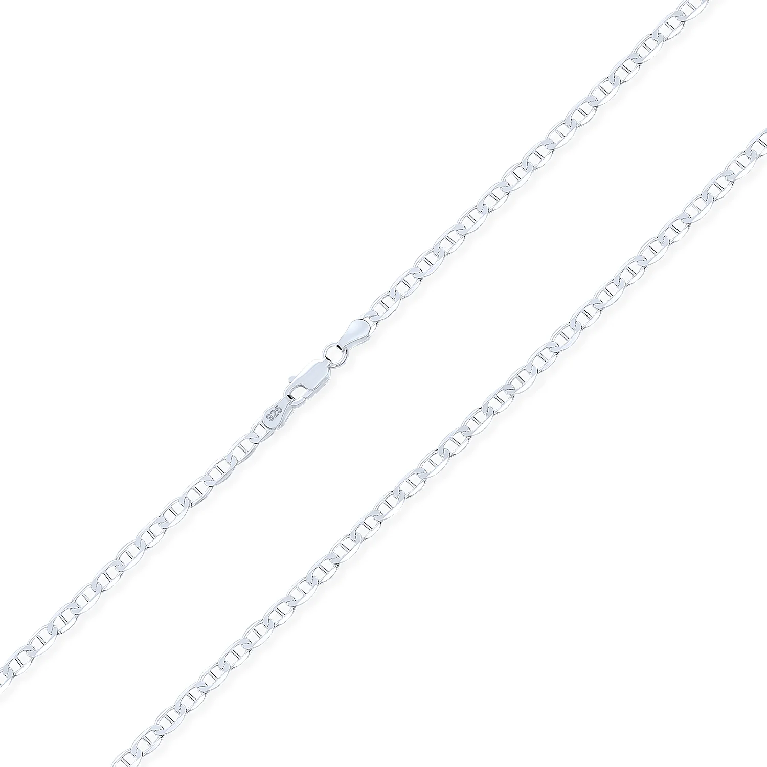 Men's Solid Heavy .925 Sterling Silver 4MM Anchor Mariner Chain Link Necklace 16"