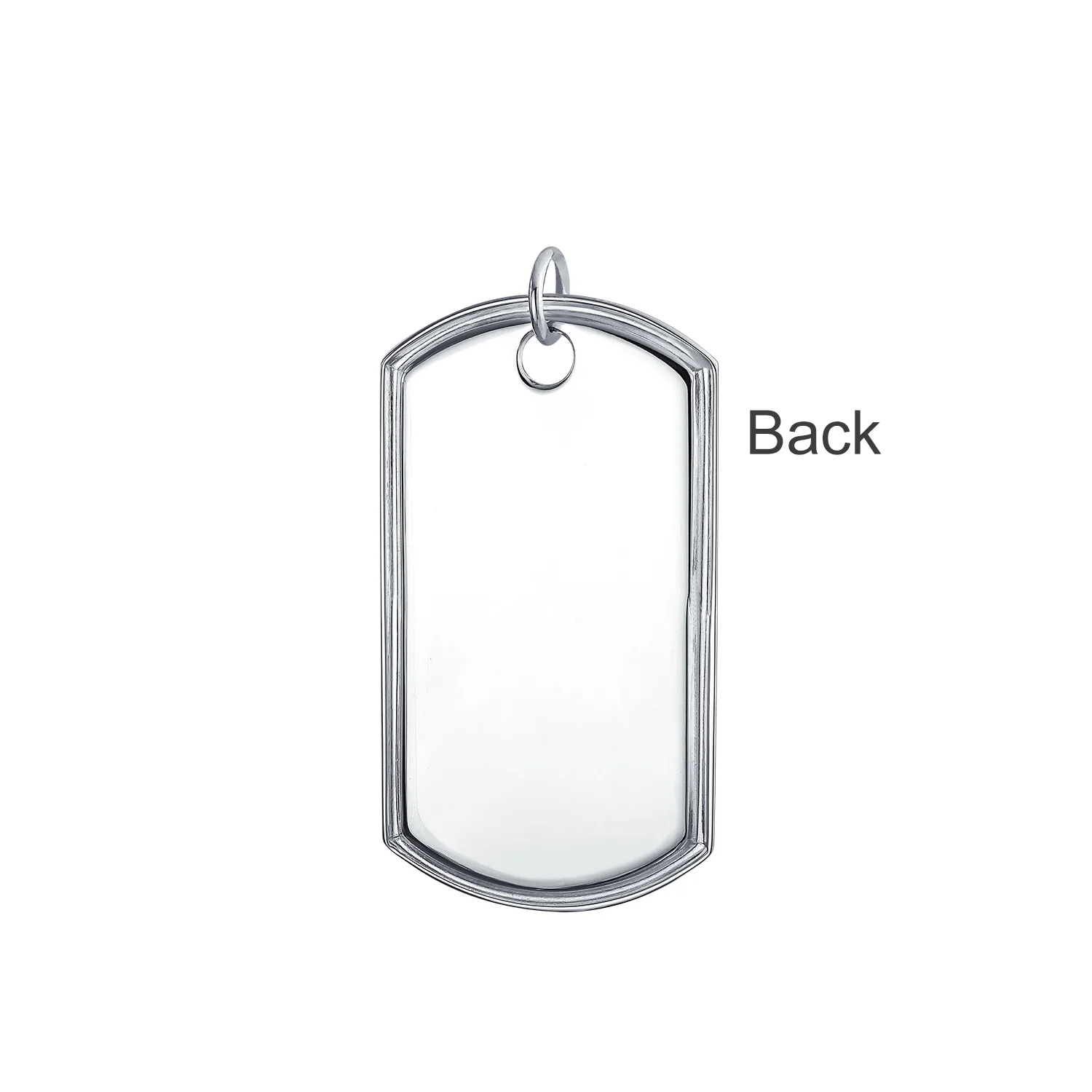 Large Classic Dog Tag Pendant Necklace .925 Sterling Silver With 24 Inch Ball Chain