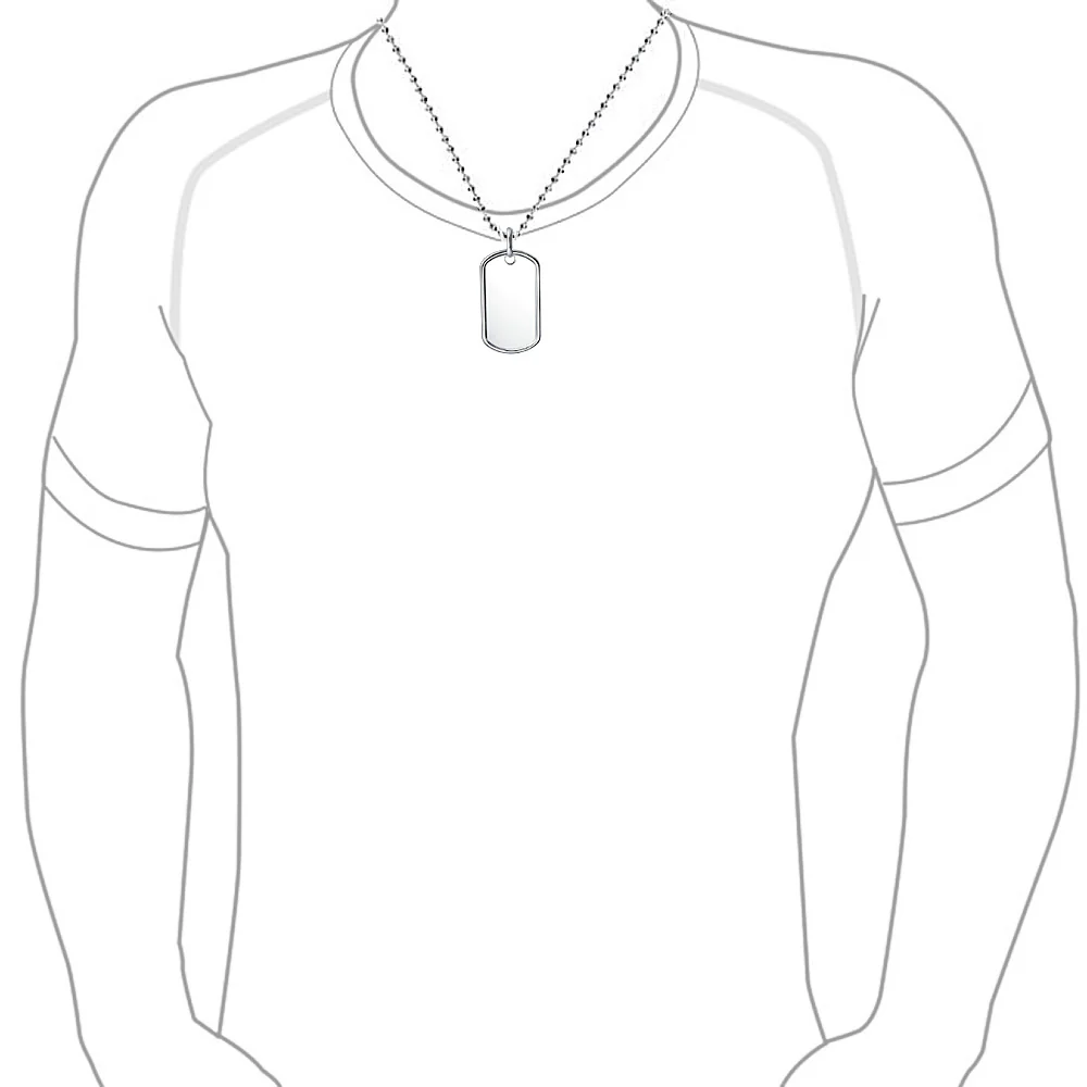 Large Classic Dog Tag Pendant Necklace .925 Sterling Silver With 24 Inch Ball Chain - Image 12