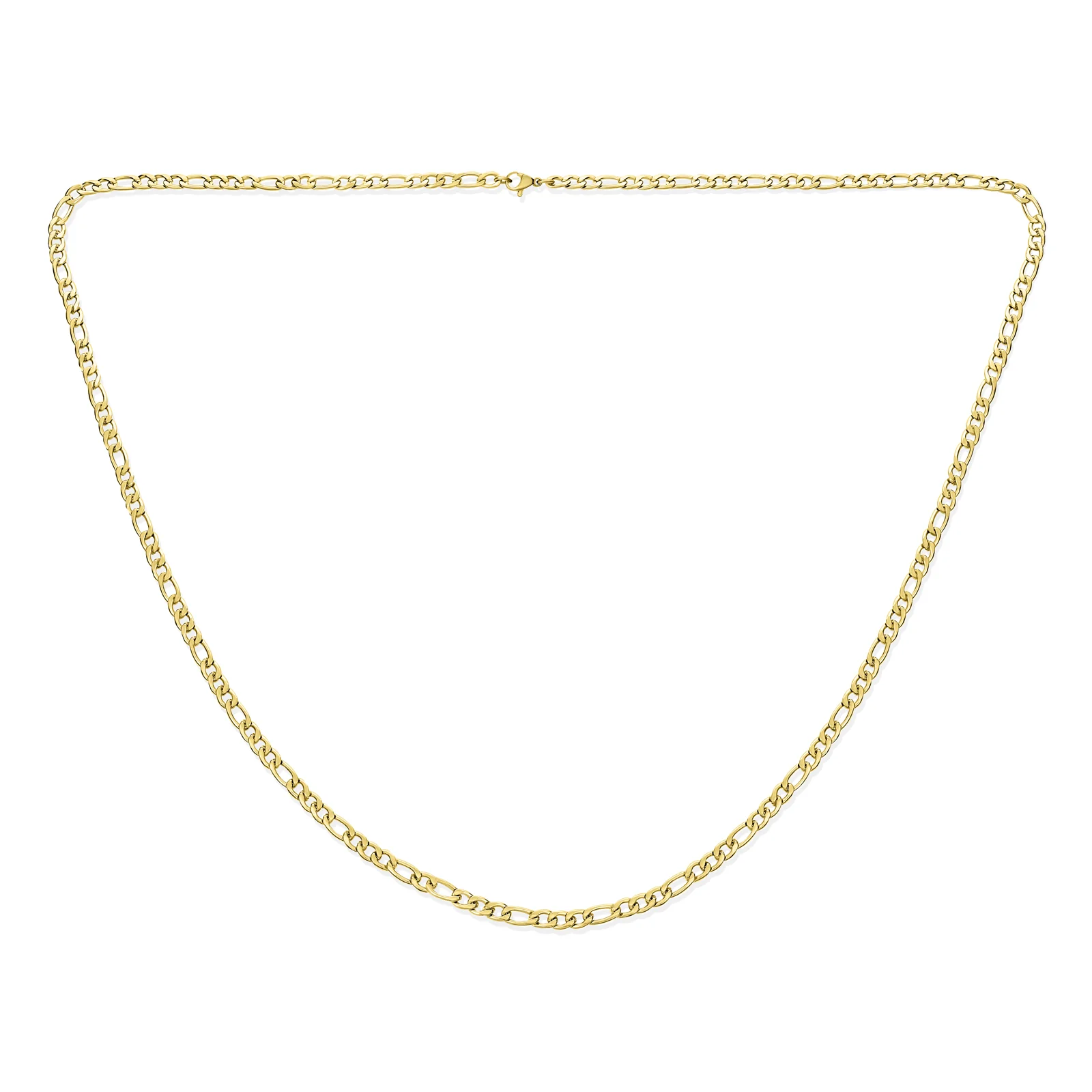 4.5MM Link Wide Strong Shiny Silver and Gold Tone Stainless Steel Link Figaro Chain Necklace - Image 2