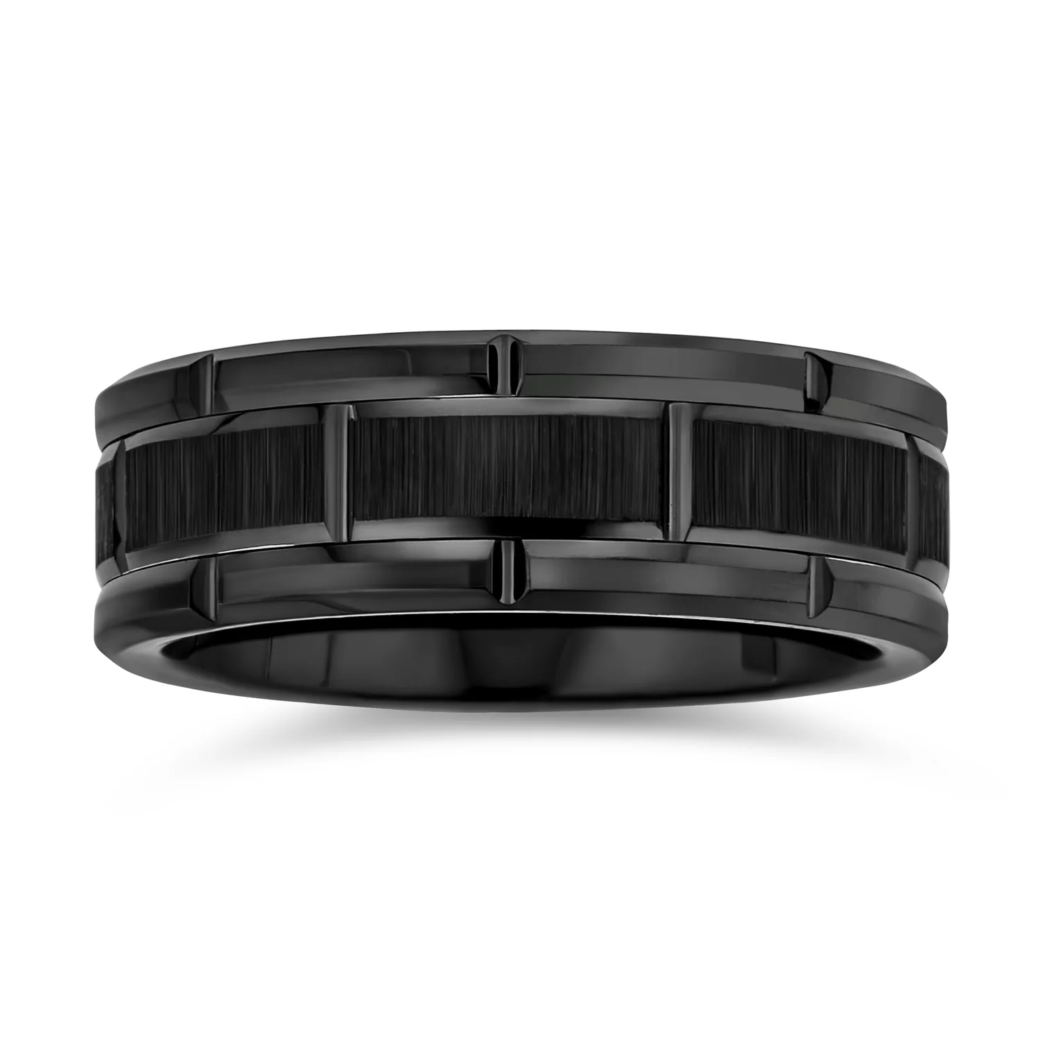 Men's Tire Band Ring Mechanic Car Racer Wide Tread Matte Black Titanium - Image 2