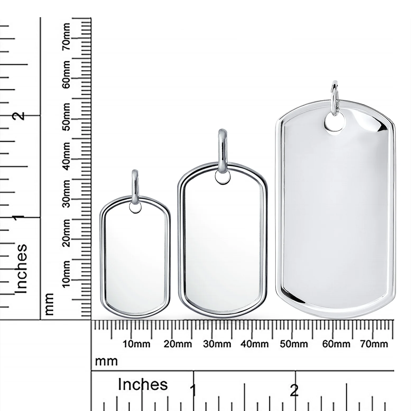 Men's Army Dog Tag Blank Pendant Necklace Large .925 Sterling Silver with Ball Chain 20" - Image 7