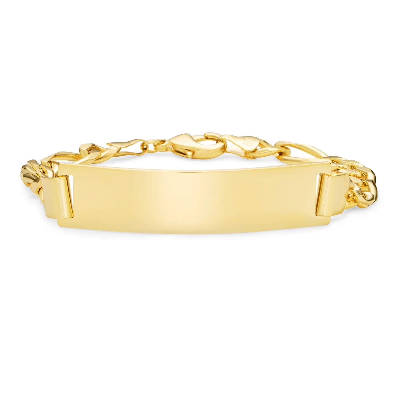 Men's 18K Gold Plated Figaro Chain ID Bracelet with Solid Name Bar - Image 2