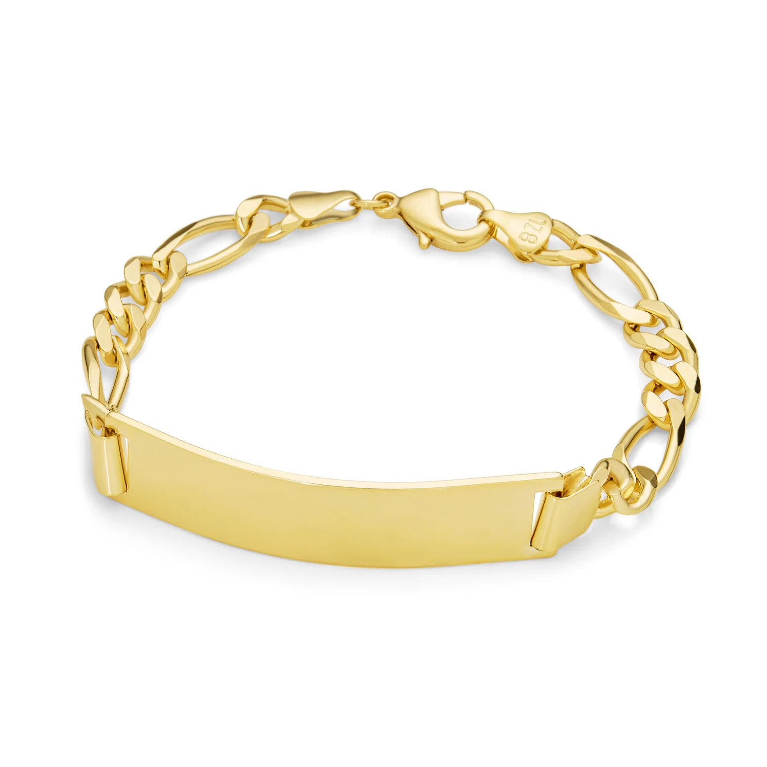 Men's 18K Gold Plated Figaro Chain ID Bracelet with Solid Name Bar - Image 3