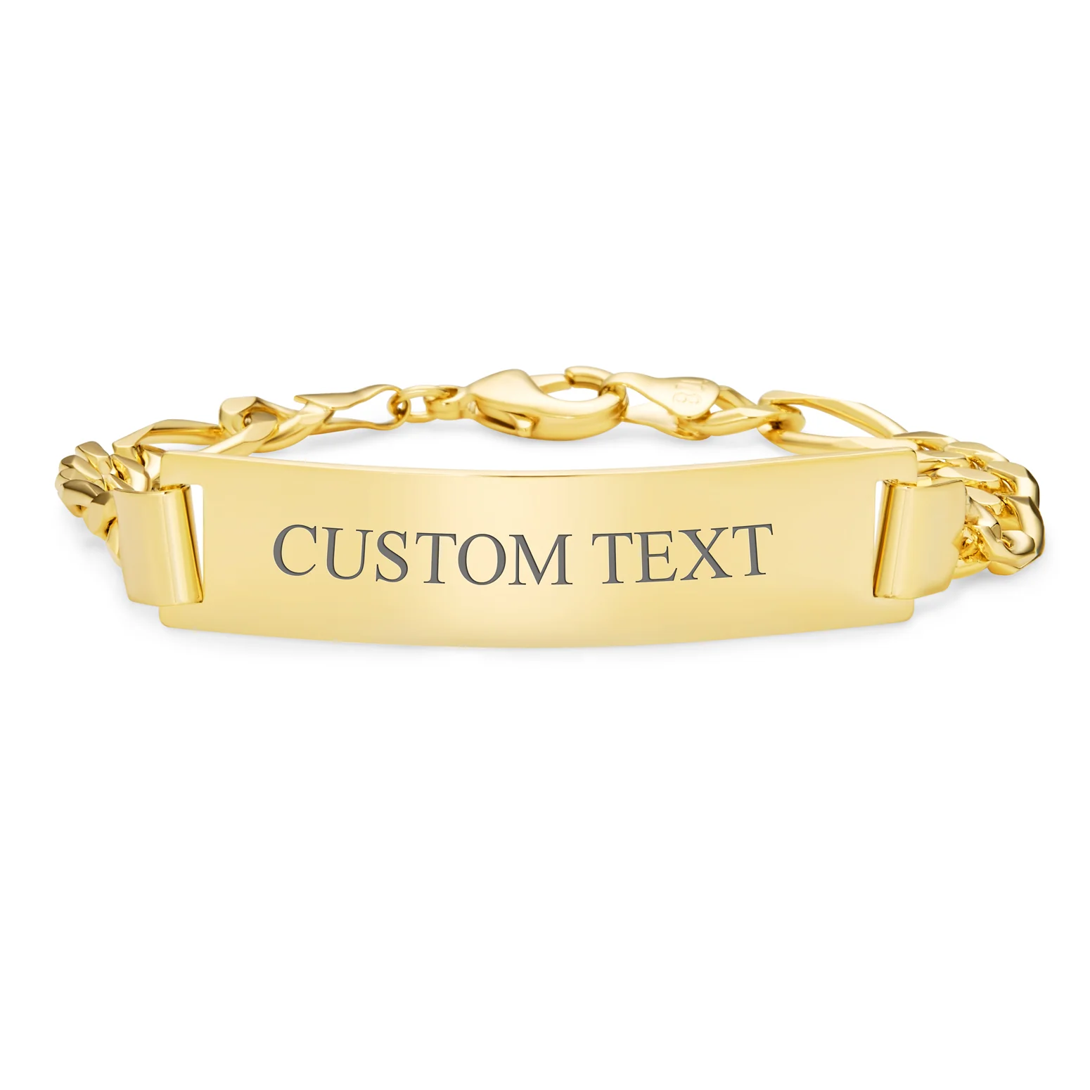 Men's 18K Gold Plated Figaro Chain ID Bracelet with Solid Name Bar - Image 4