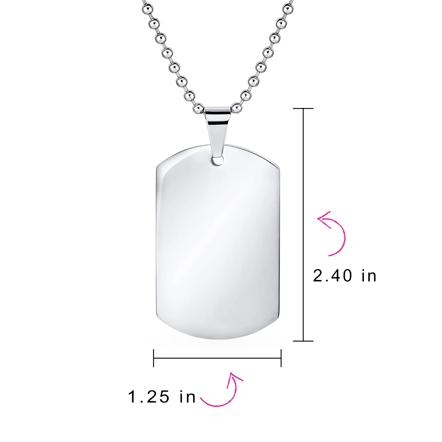 X-Large Military Dog Tag Pendant Necklace Stainless Steel 24 Inch Ball Chain - Image 10
