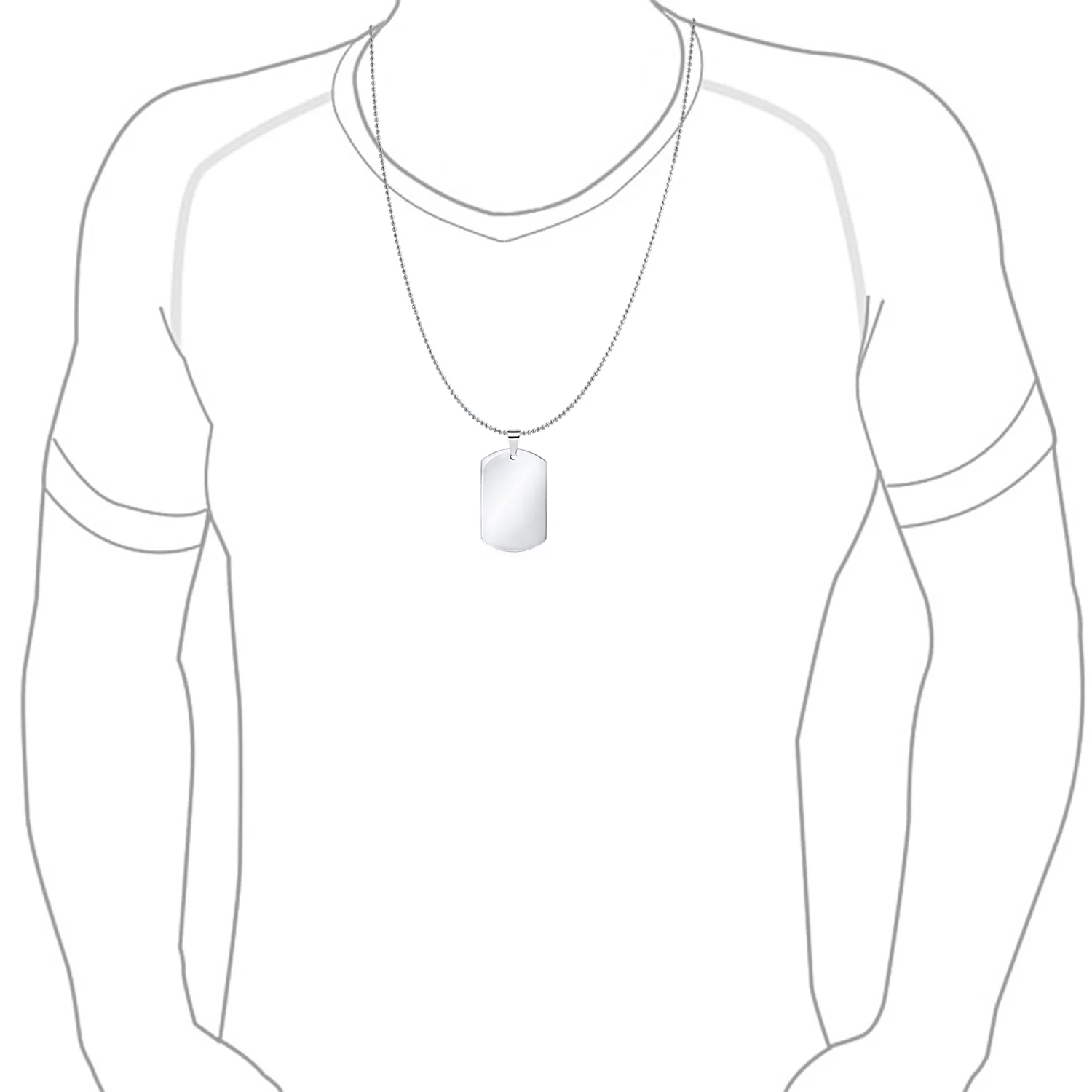 X-Large Military Dog Tag Pendant Necklace Stainless Steel 24 Inch Ball Chain - Image 7